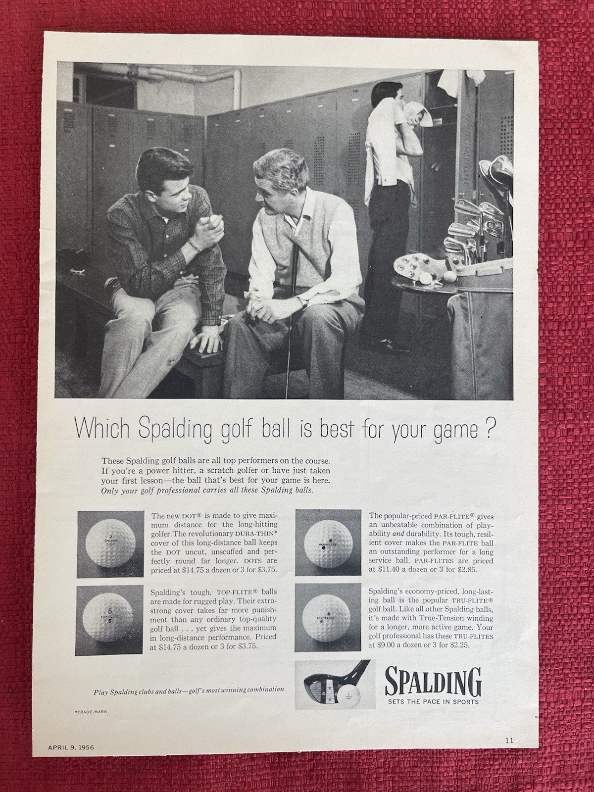 Vintage 1956 Print Ad Spalding Golf Balls Men Locker Room Advertisement