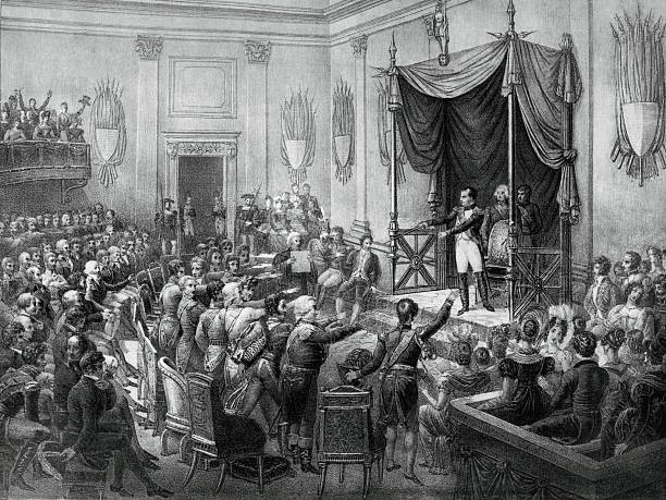 Napoleon Addressing Rhine Confederation in 1806 Historic Old Photo