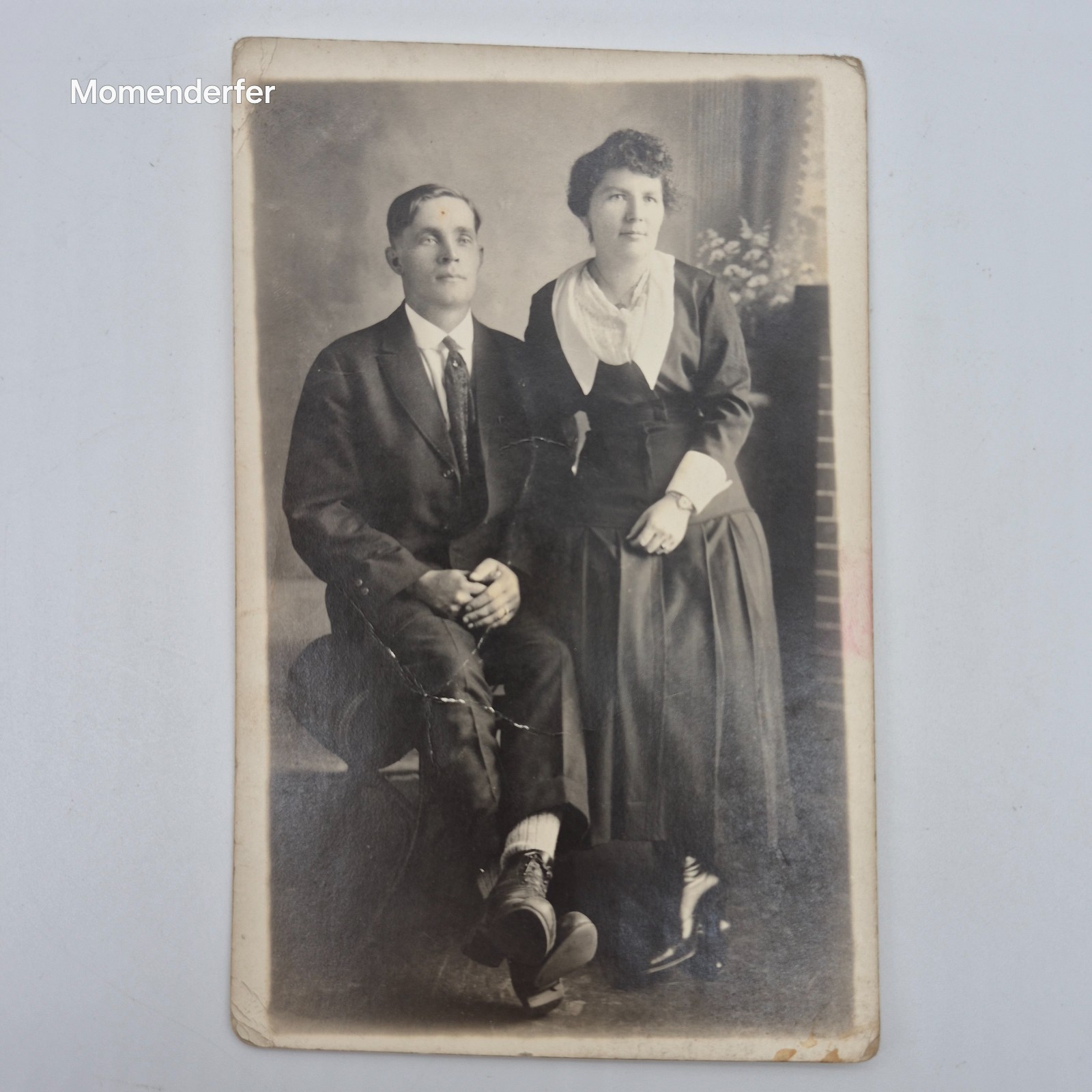 Antique RPPC Canadian Couple Studio Portrait Real Photo Postcard c1910s AZO