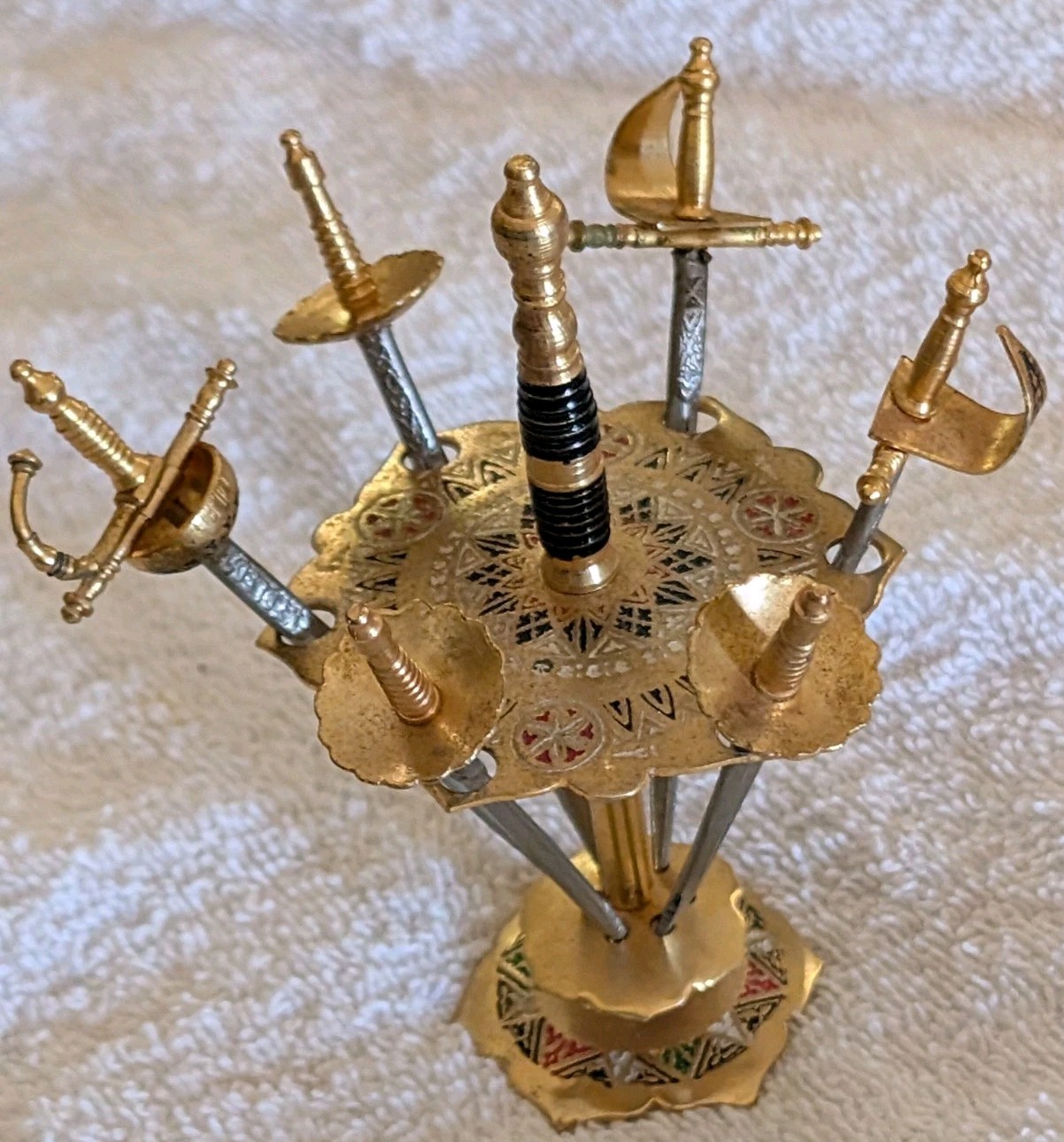 Vintage Toledo miniature cocktail swords Toothpicks Set Of 6 Damascene 