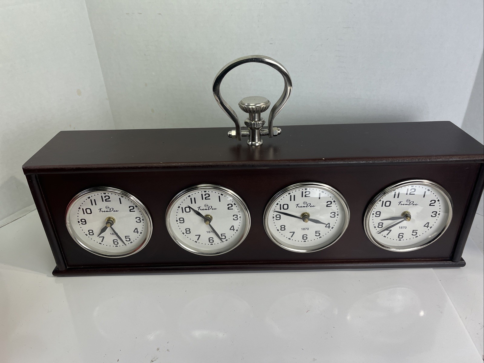 Vintage 4 Time Zone Clock 21” Wide Major Cities Your Choosing Z5