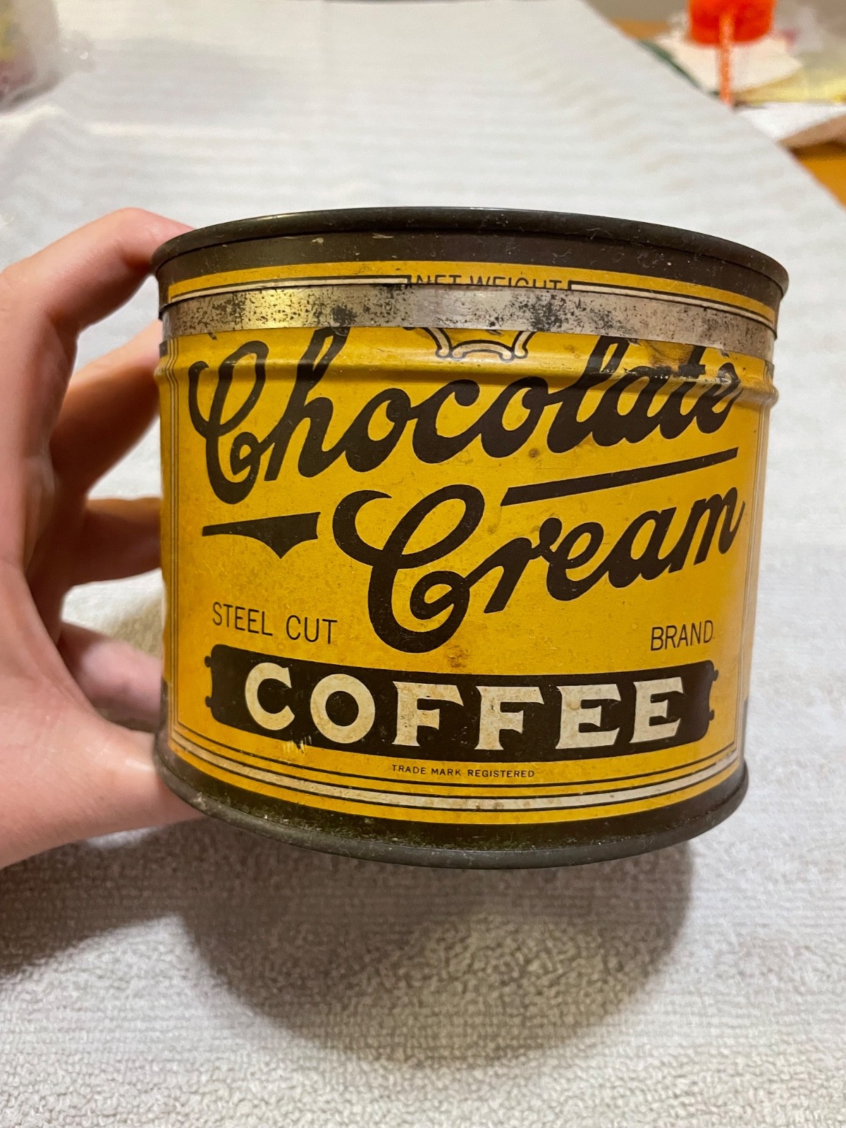 VTG Chocolate Cream Coffee Metal Coffee Can (Read) As seen Iowa