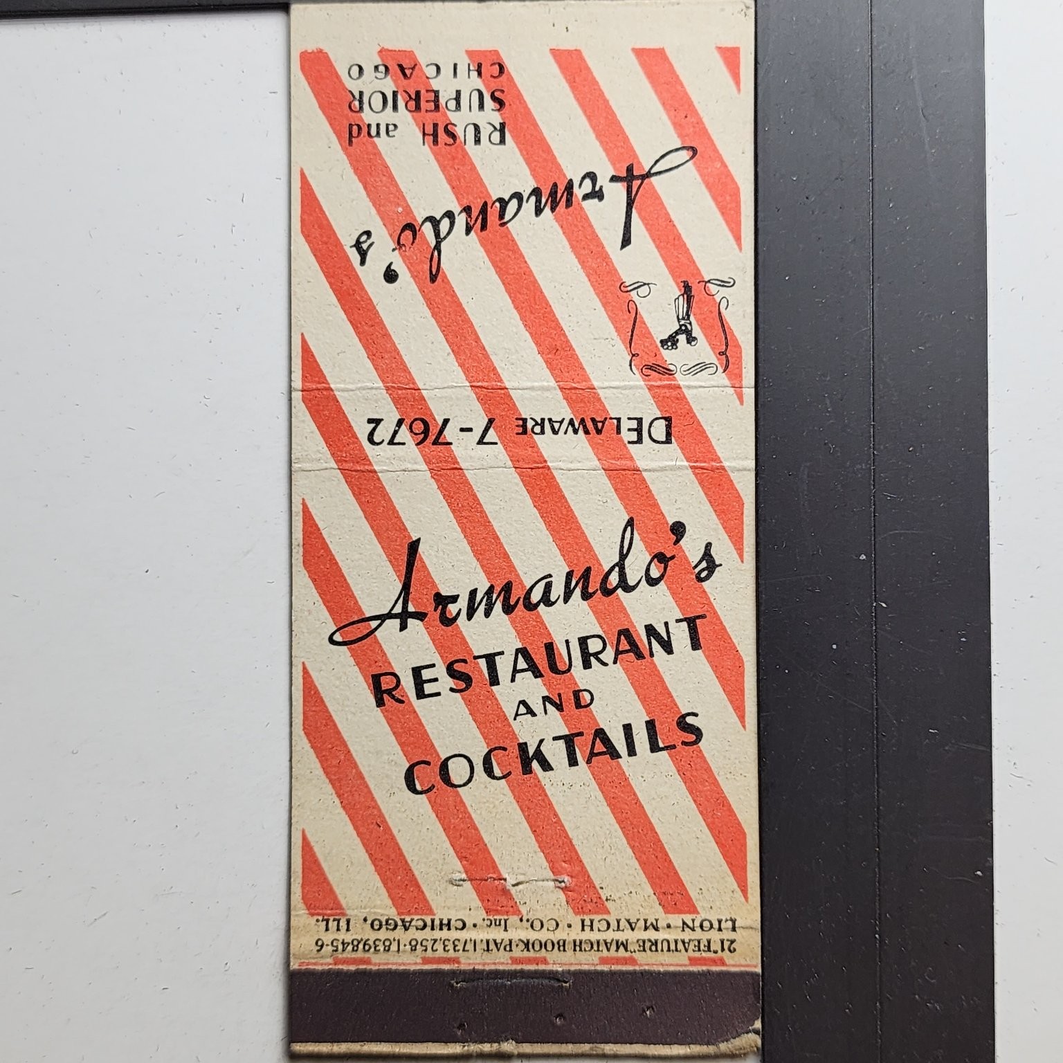 Armando's Chicago 1950s Italian Cuisine Aged Steaks Matchbook Armando's Chicago 1950s Italian Cuisine Aged Steaks Matchbook