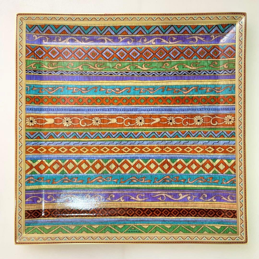 Hermes Cheval d’Orient Square Plate Porcelain Oriental Decor Rare Collectible