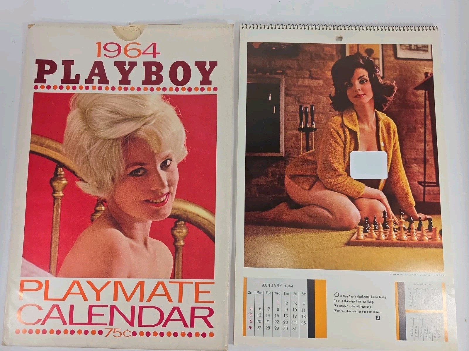 Vintage 1964 Playboy Playmate Wall Calendar With Sleeve - Retro Mid Century 