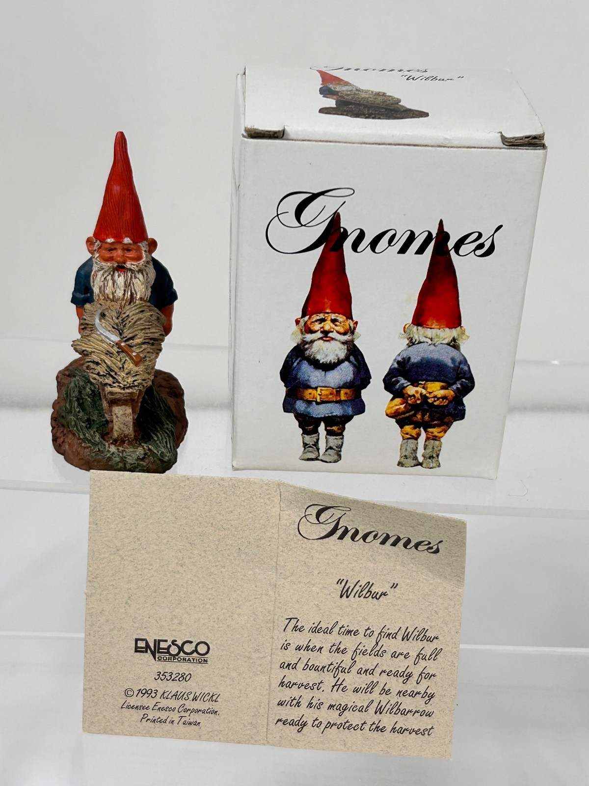 Enesco Klaus Wickl Gnomes Figurine 1993 1994 1995 Garden Miniature Christmas Box