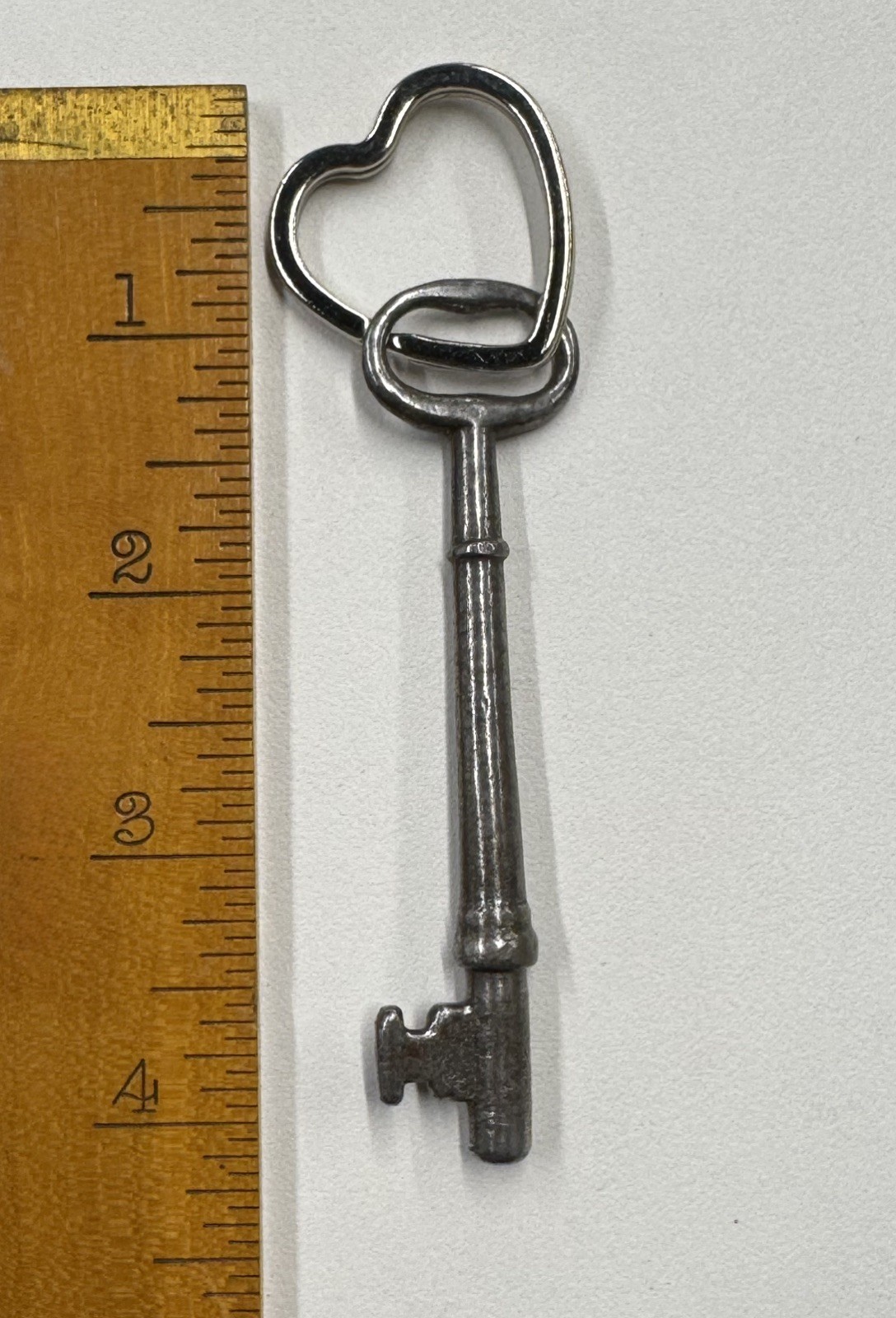 vintage antique skeleton key with heart key ring