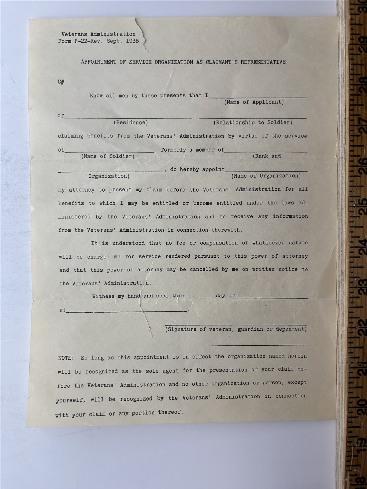 1935 WWI Veterans Administration Benefits Application Information Flier Vintage 1935 WWI Veterans Administration Benefits Application Information Flier Vintage