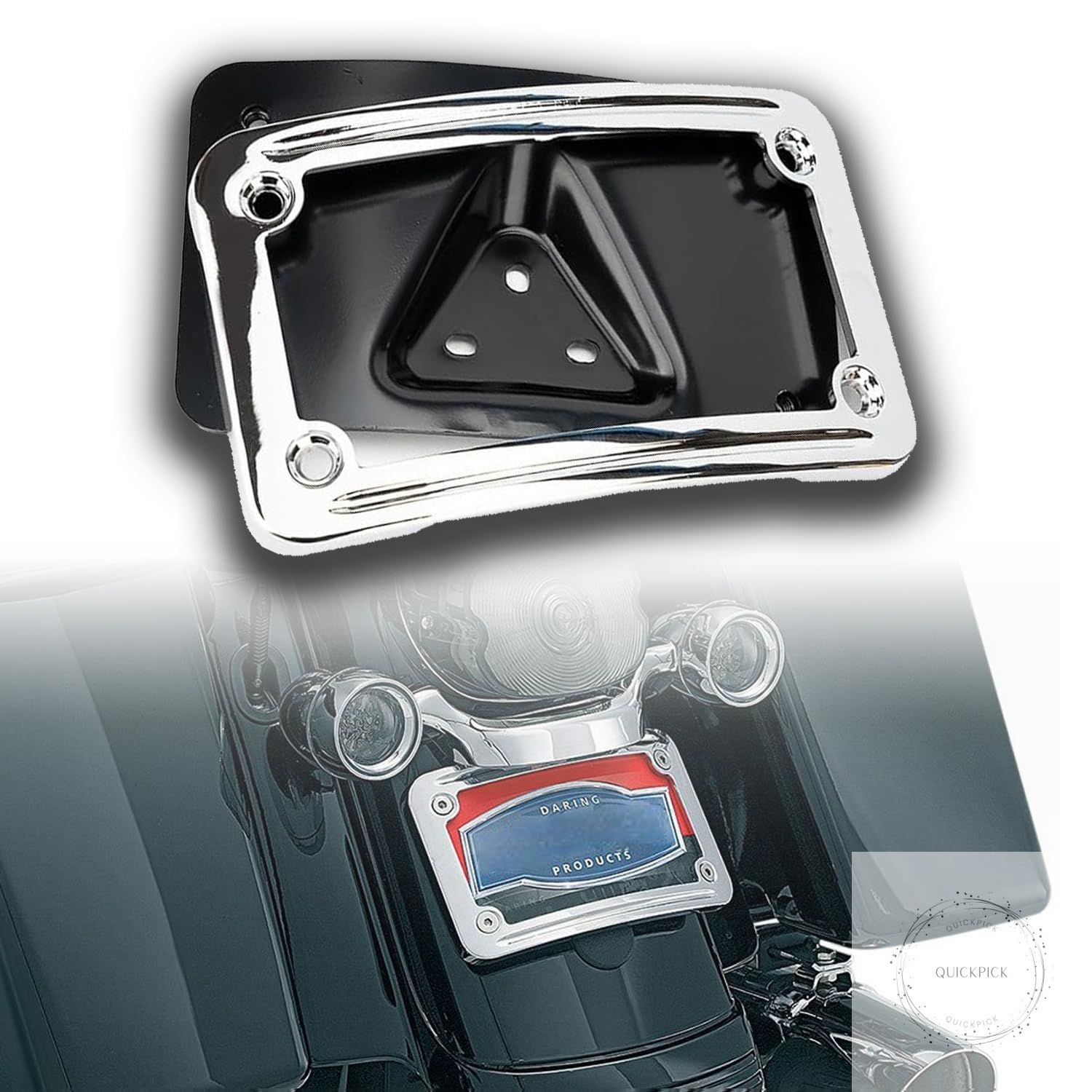 Curved Laydown License Plate Mount with Frame fit for Harley Davidson License