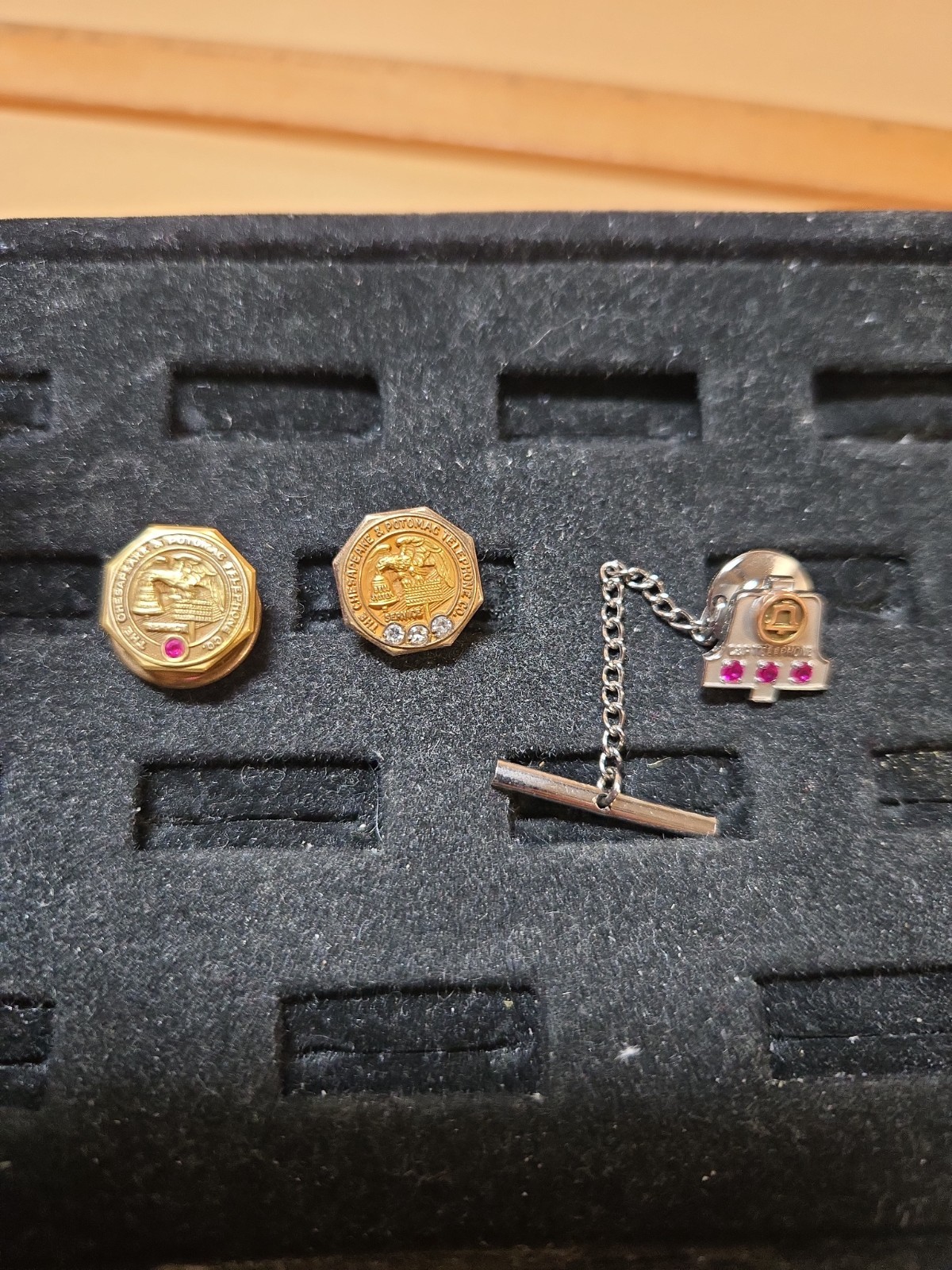 VTG C&P Chesapeake & Potomac Telephone Co. Gold Service Pins 2 Are 10k ,1 is 14k