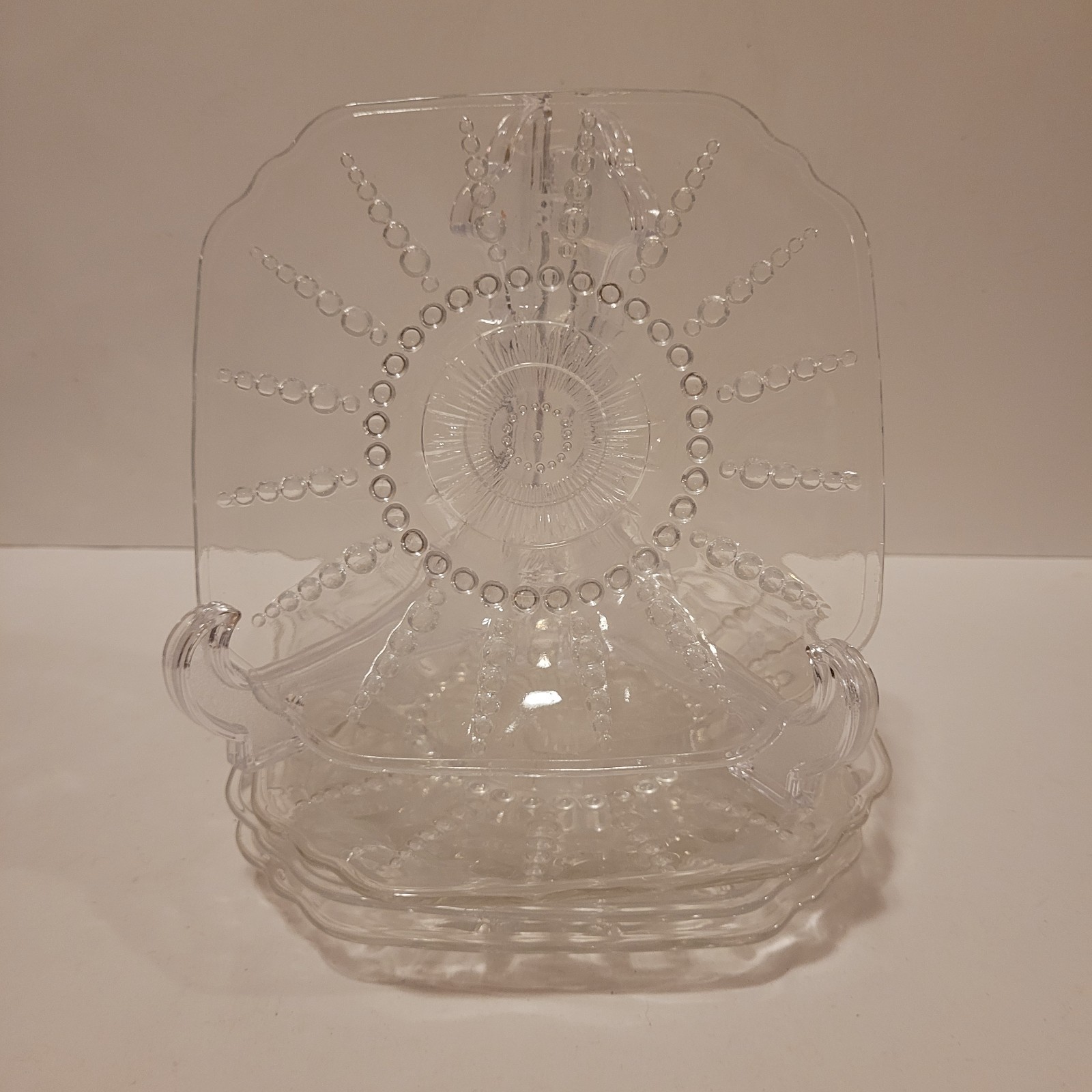 4 Vtg Depression Era Federal Glass Company 6” Square Dessert Bread Plates 