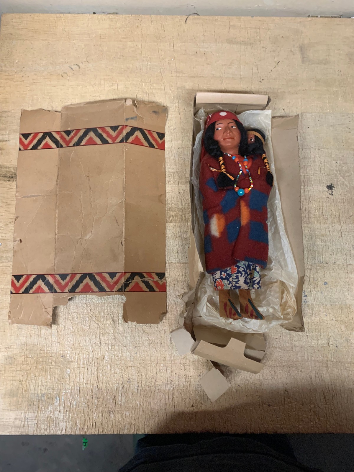 Vintage Skookum Bully Good Indian Doll with Papoose ~11”, with (rough) box