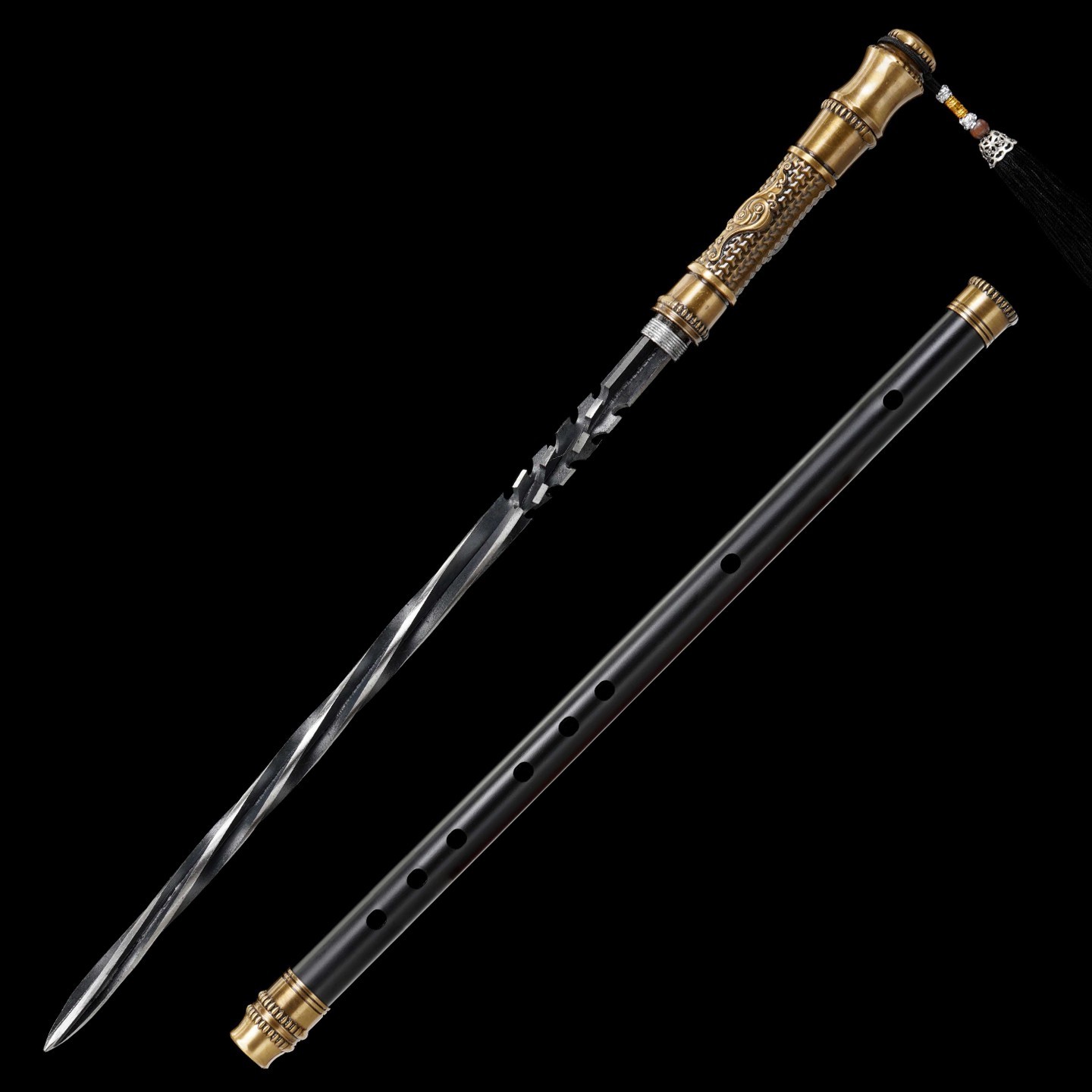 Di-Zi‑Zhui Manganese Steel Stainless Steel Scabbard CN Spear Sword Whip Decor