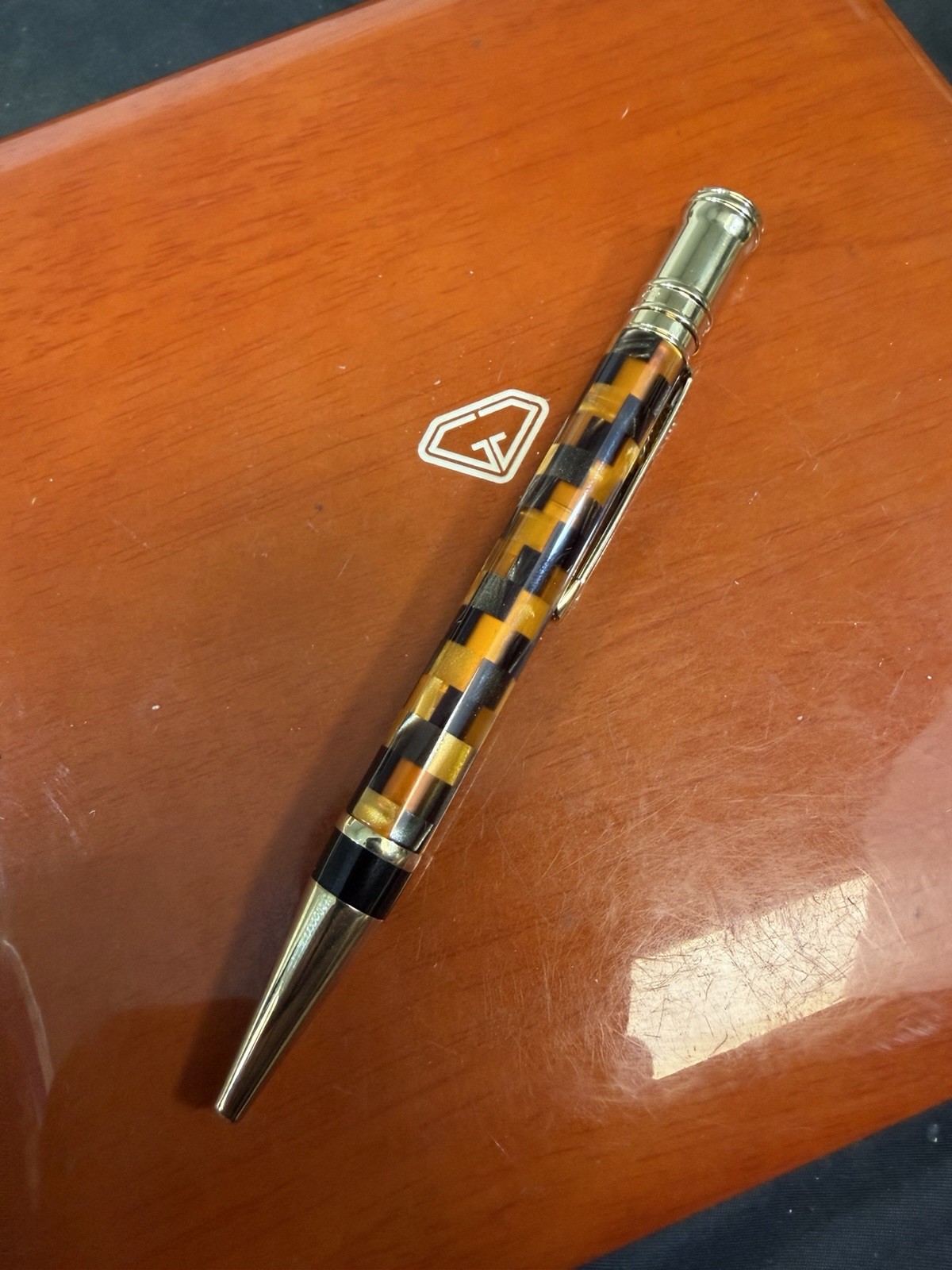 Parker Duofold Ballpoint Checks Amber  & Gold Trim No Box