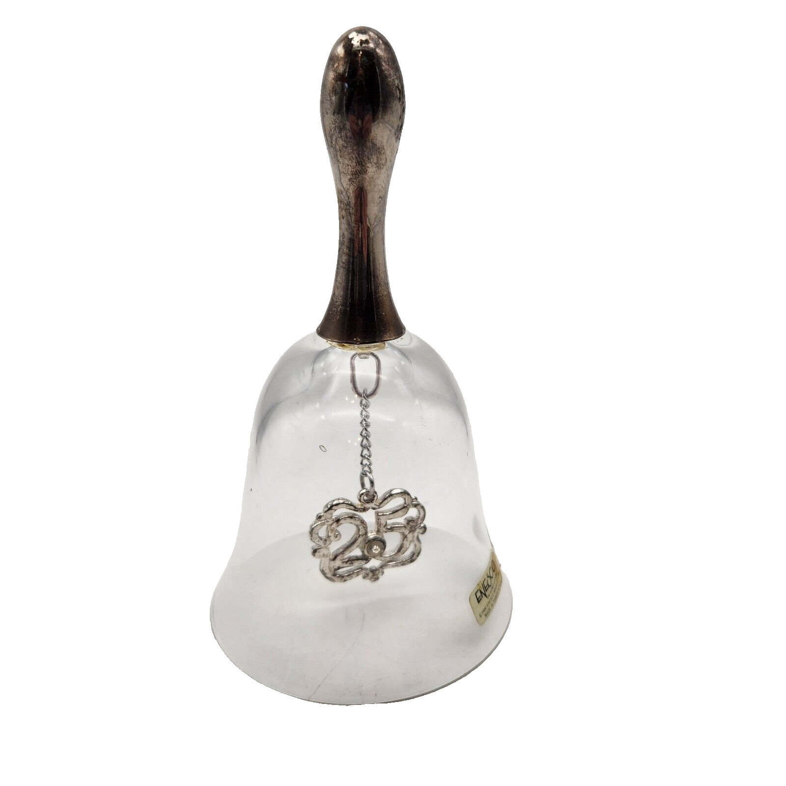 25th Anniversary Lead Crystal Bell Silver Handle 24% PbO Enesco Christmas 1990