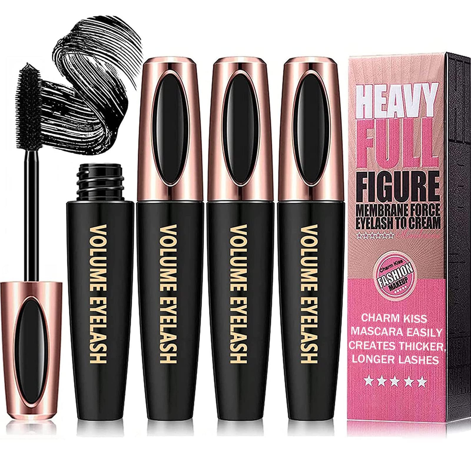 3 Pack 4D Silk Fiber Lash Mascara, Waterproof Smudge-proof Thickening Lengthenin