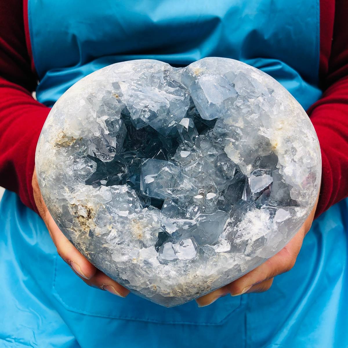 5.69LB Natural Blue Celestite Geode Quartz Crystal Mineral Specimen Healing
