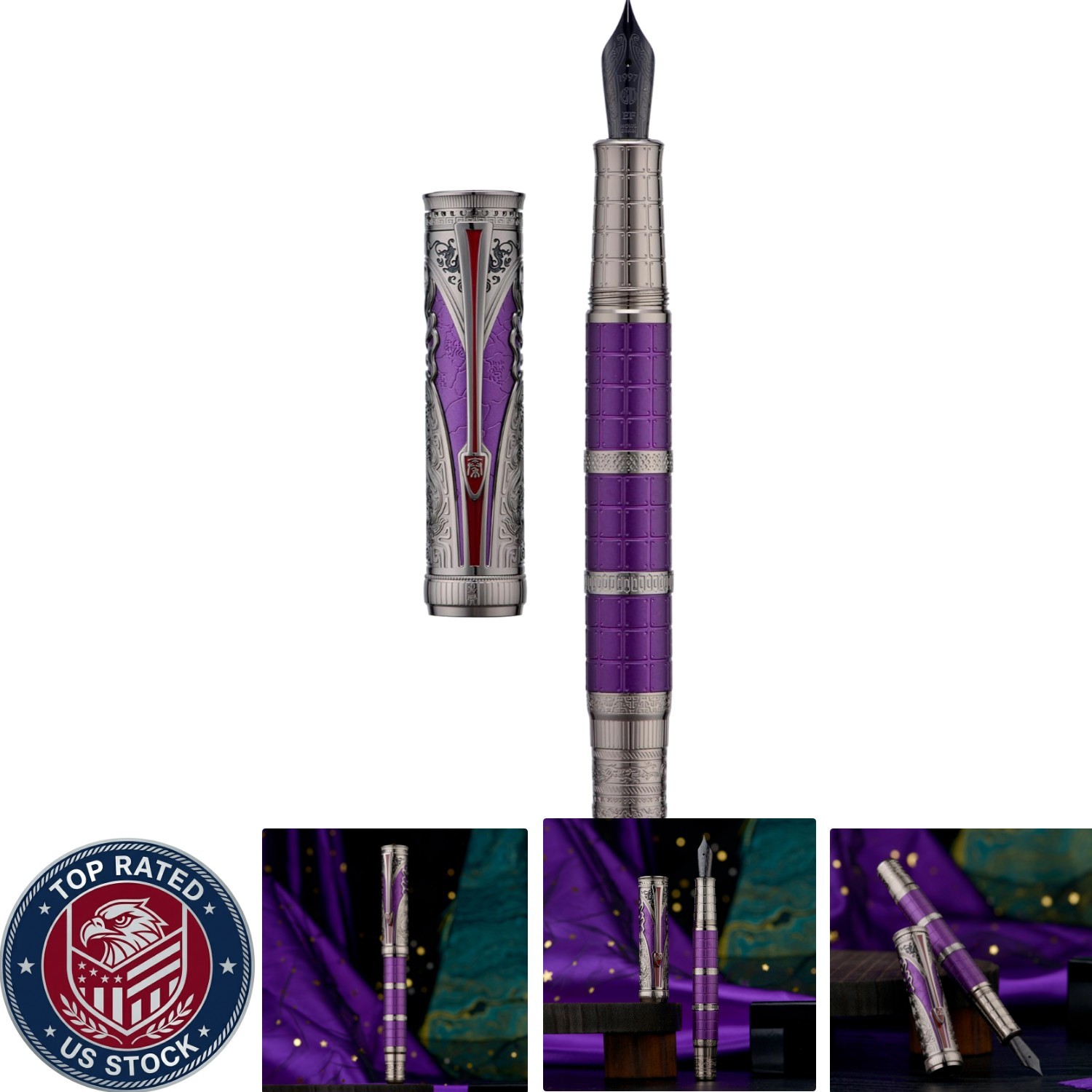 Hongdian D5X Purple Fountain Pen - Qin Dynasty Inspired Fine Nib Luxury Set