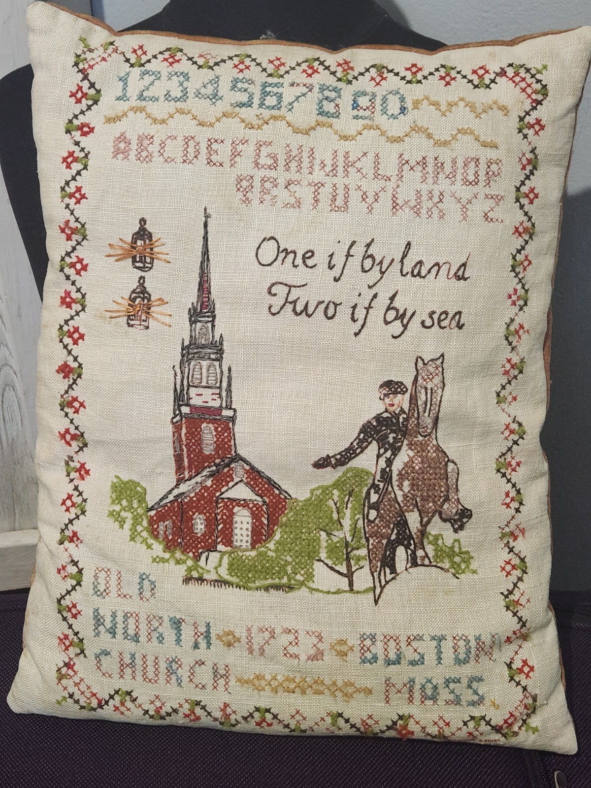 Vintage Sampler Pillow Embroidery