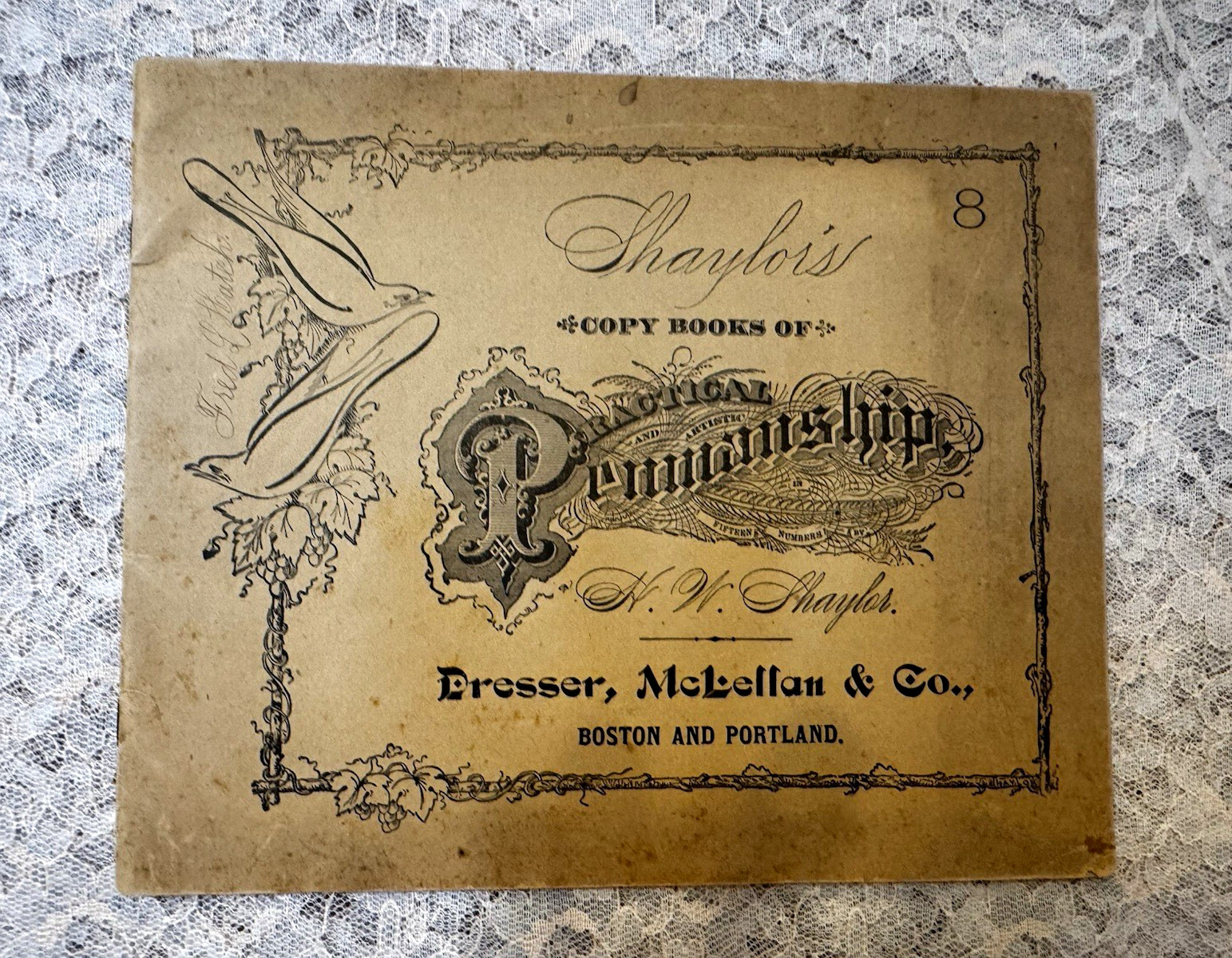 Antique 1882 Shaylor\'s Penmanship Copy Book No 8 Dresser McLellan Calligraphy