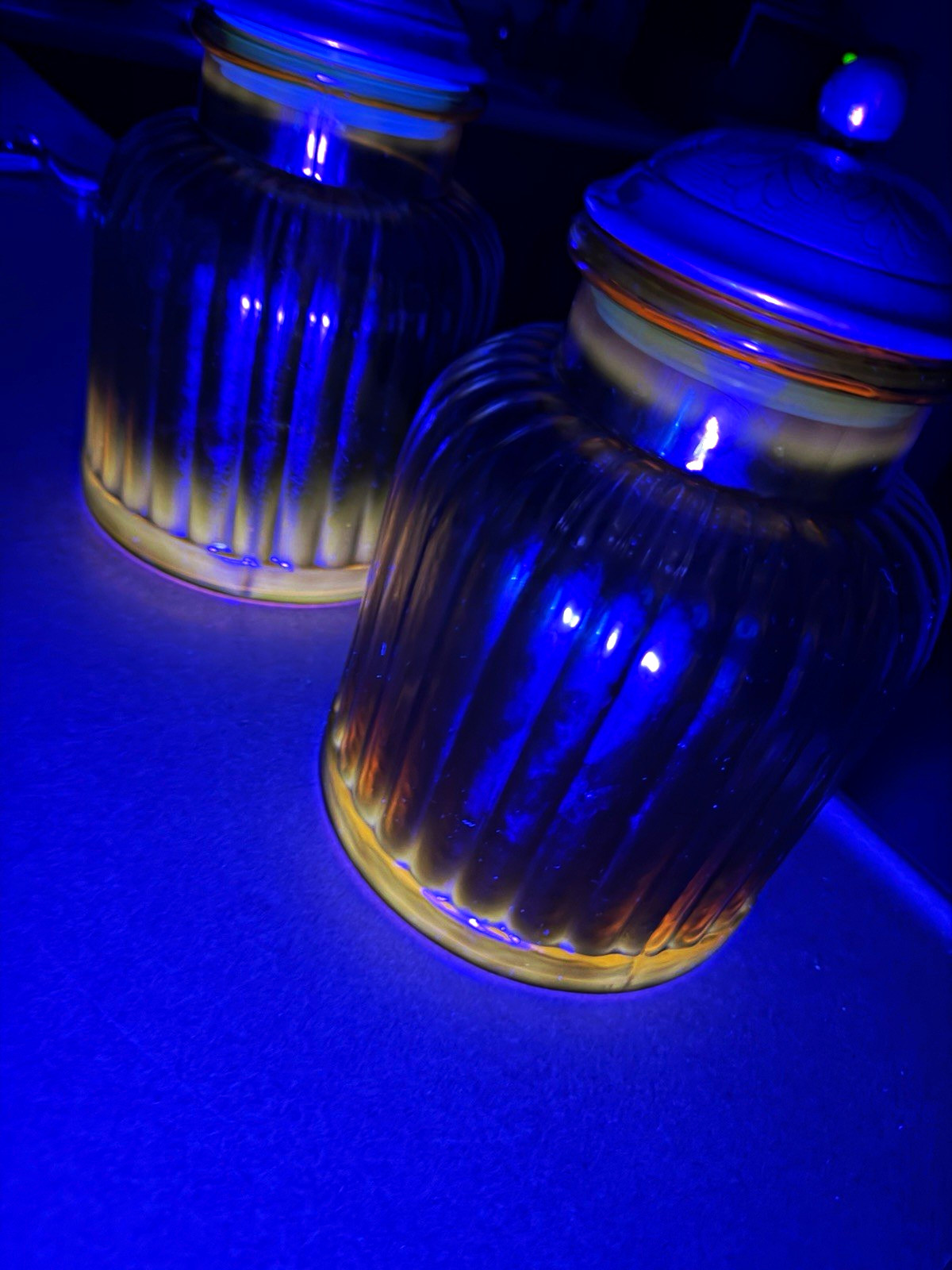 Vintage Artland Amberina Apothecary Canisters (Pair) – Reactive Cadmium Glow