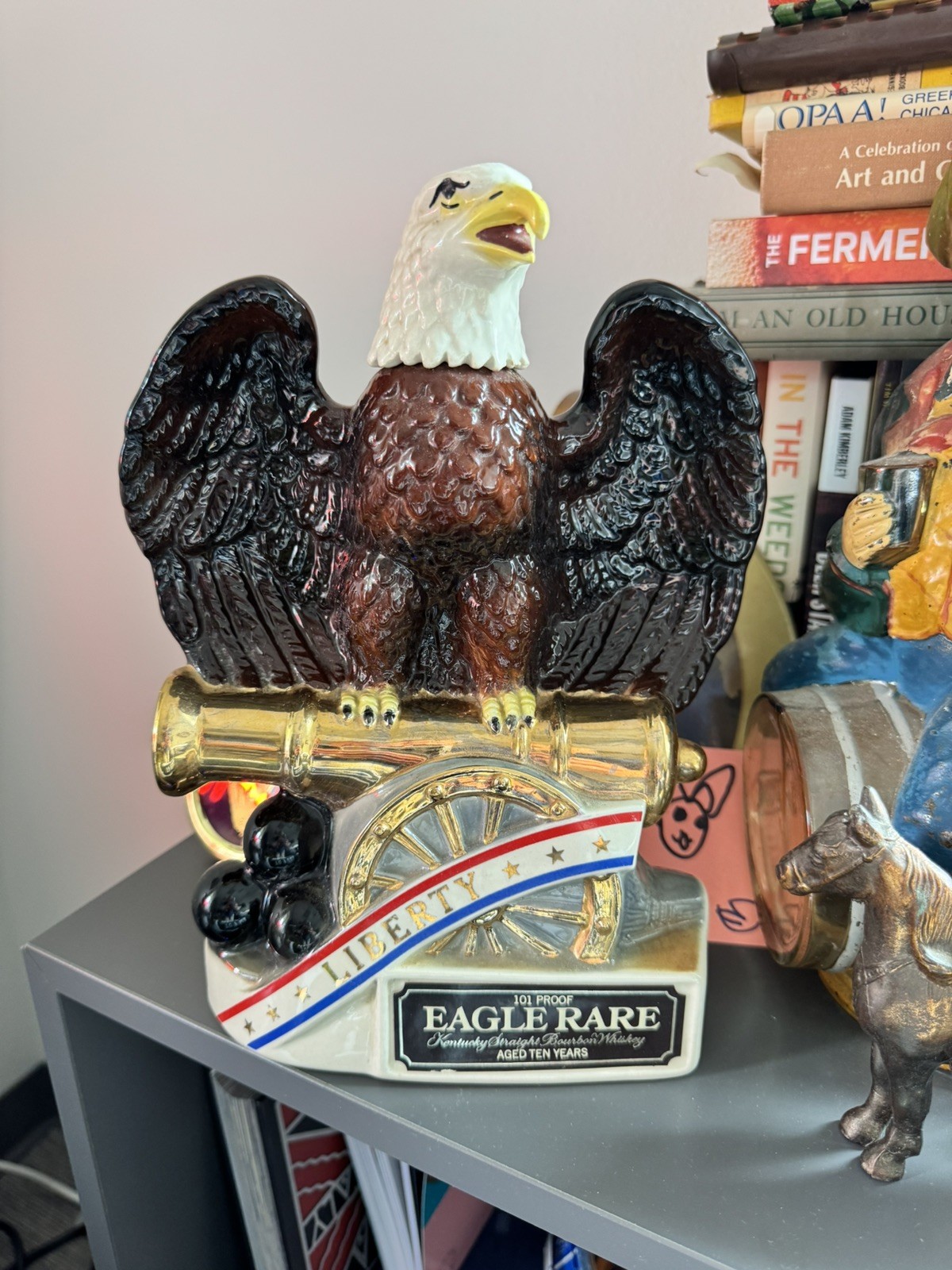 Vtg 1981 Eagle Rare Whiskey Decanter #3 Series Eagle Cannon & Cannonballs EMPTY