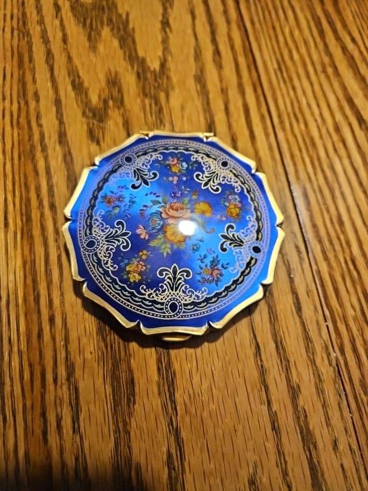 Vintage Stratton Powder Compact Floral Enamel Design With Mirror New