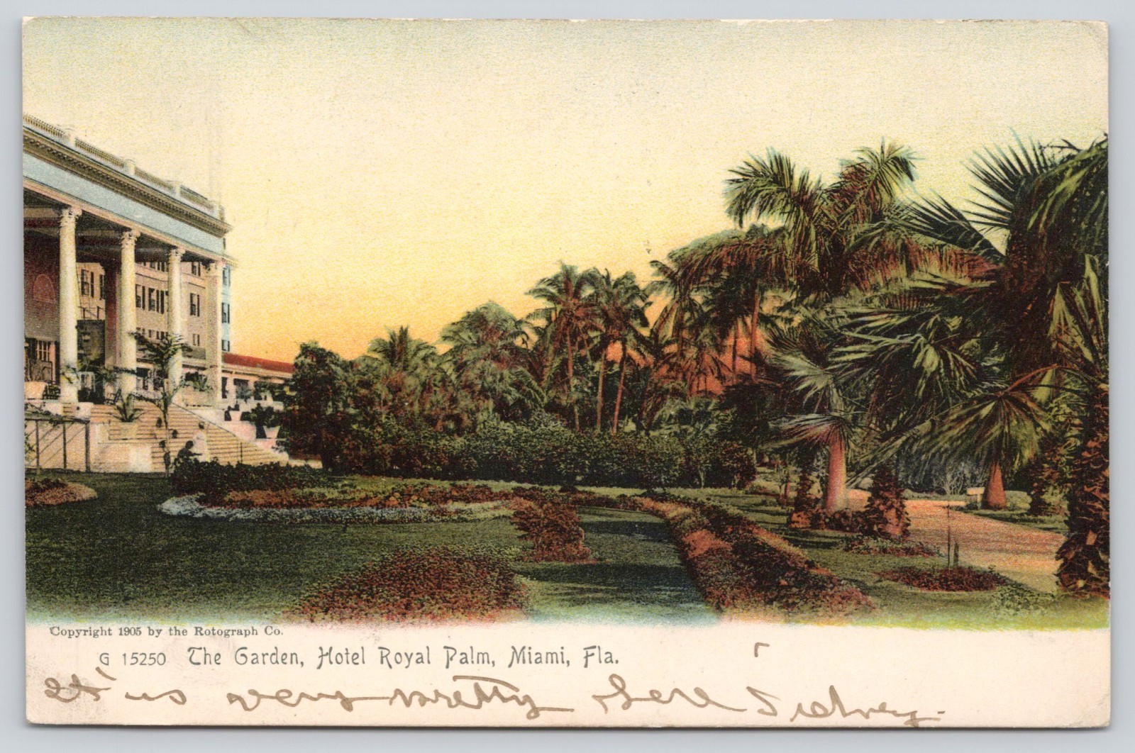 The Garden, Hotel Royal Palm, Miami FL Florida Postcard 1905 Rotograph UDB