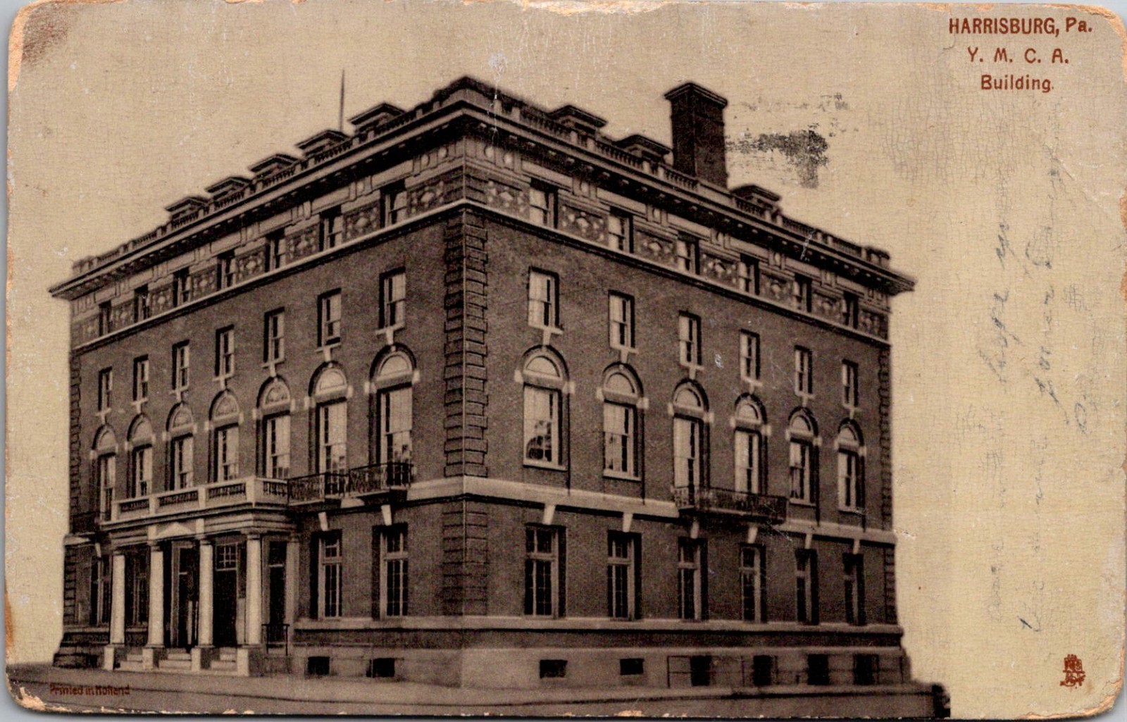 YMCA Building 1908 John Chamberlain Harrisburg PA Vintage Postcard TP1-3