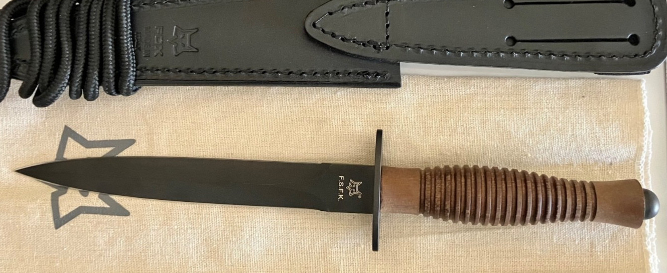 Fox / Hill Knives FX-592WAF Walnut Grip Fairbairne Sykes Commando Dagger Knife