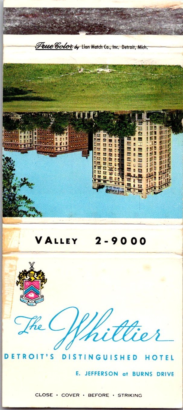 The Whittier Gold Cup Room E Jefferson Burns Dr Vintage Matchbook Cover TMM16-2
