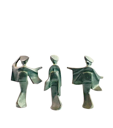 Vintage Set of 3 Bronze Geisha Statues – Asian Decorative Art