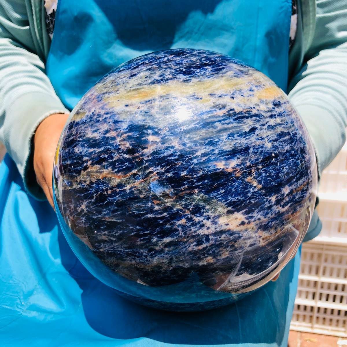 19.84 LB Natural Large Polished Sodalite Sphere Blue Crystal Ball Specimen 6002