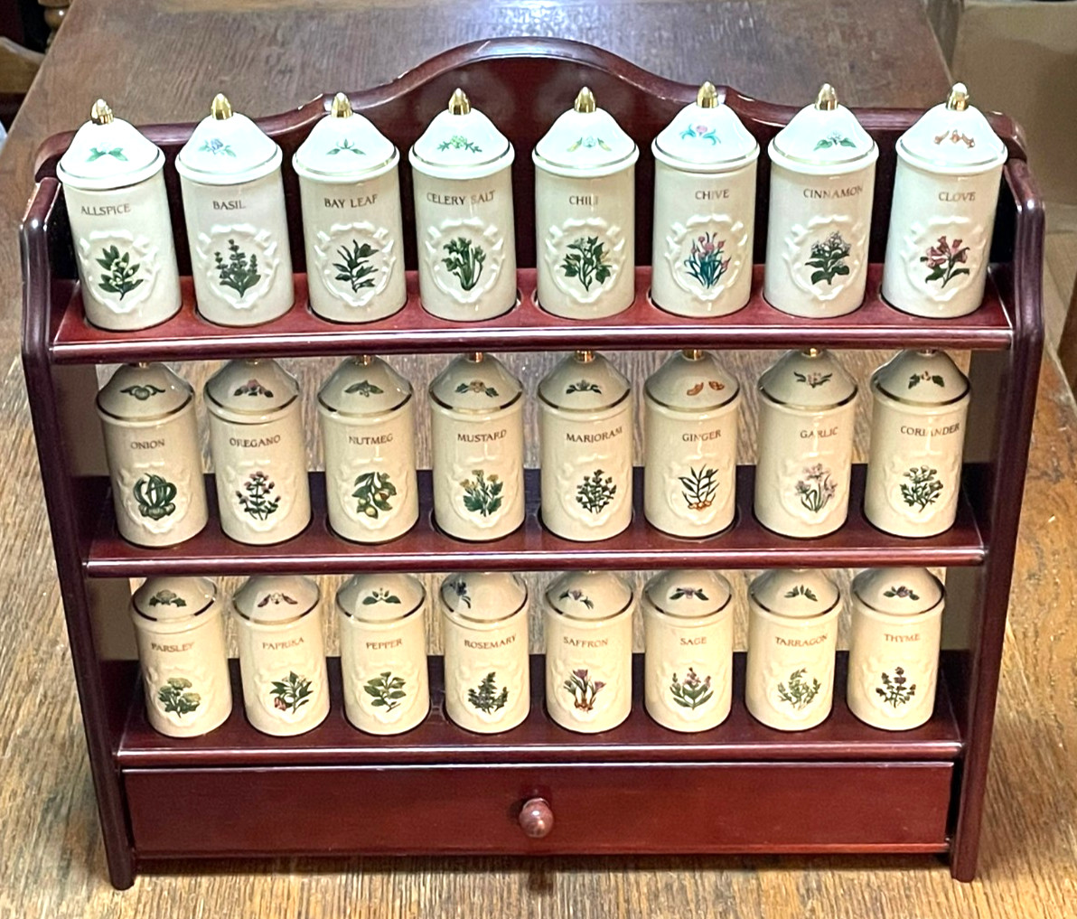 VINTAGE 1992 LENOX FULL SPICE GARDEN PORCELAIN SPICE JAR COLLECTION 24 pcs.