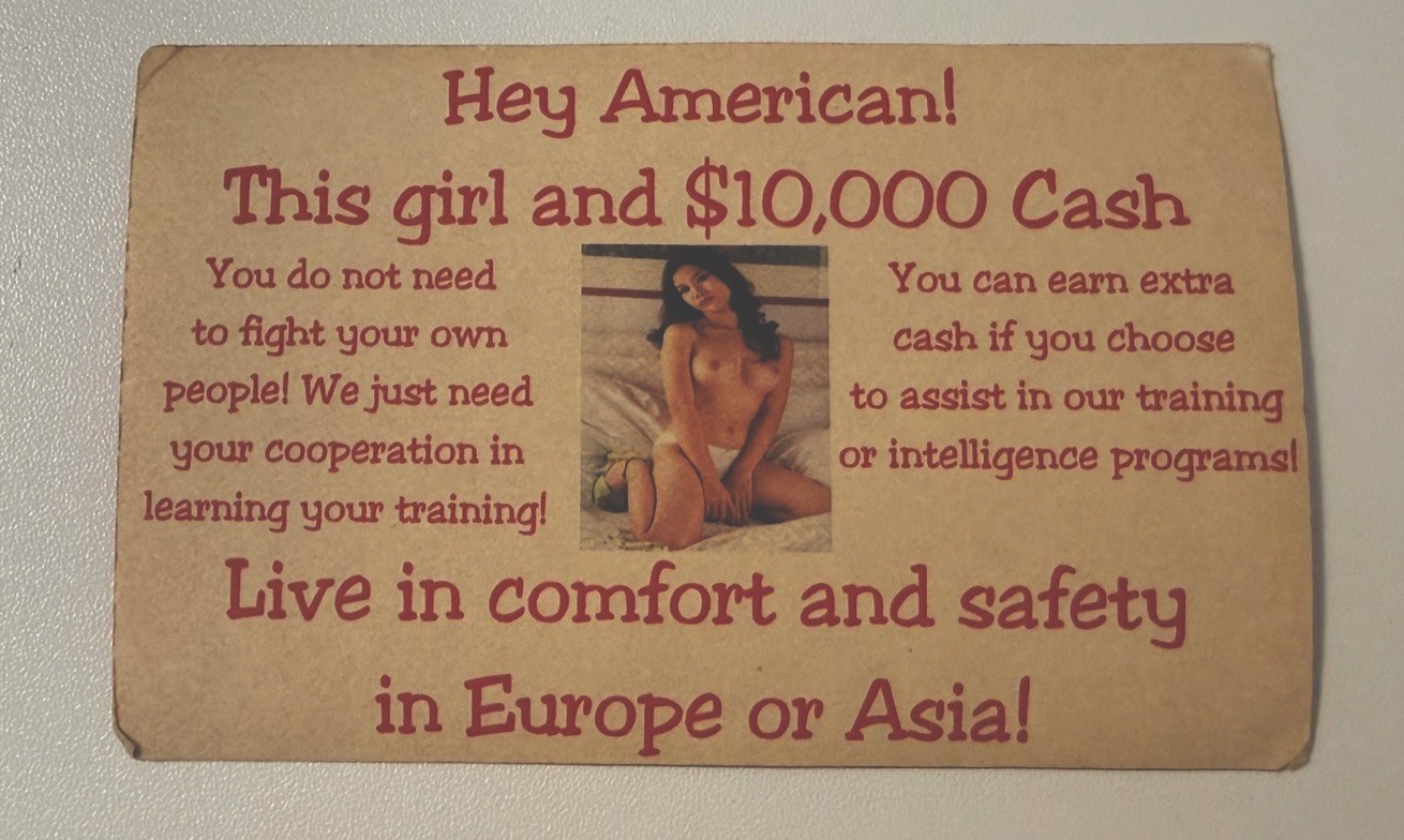 Vietnam War North Vietnamese Propaganda Card US Special Forces Circa 1960s Girl