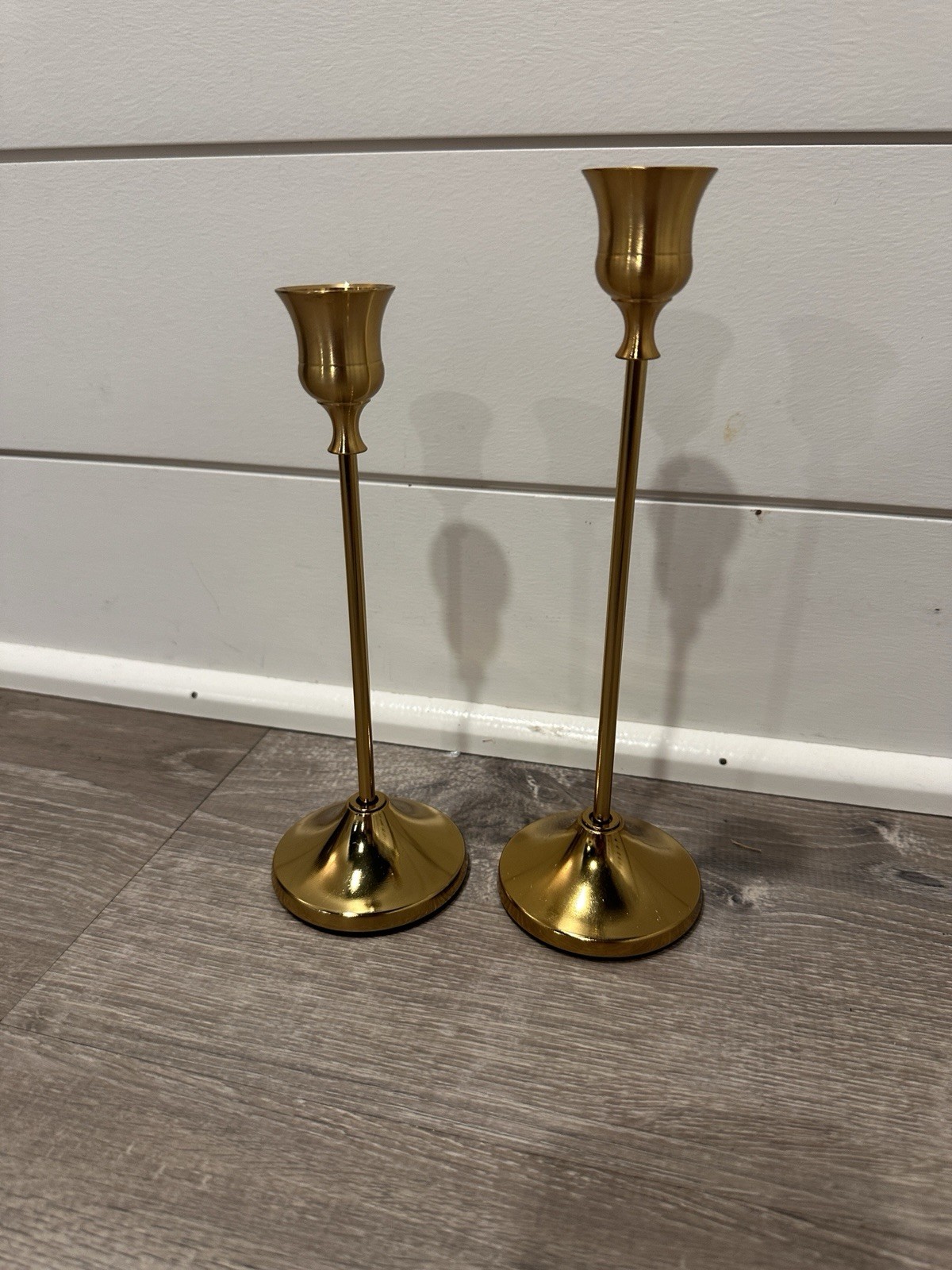 Set Of 2 Gold Toned Candlesticks Set Of 2 Gold Toned Candlesticks