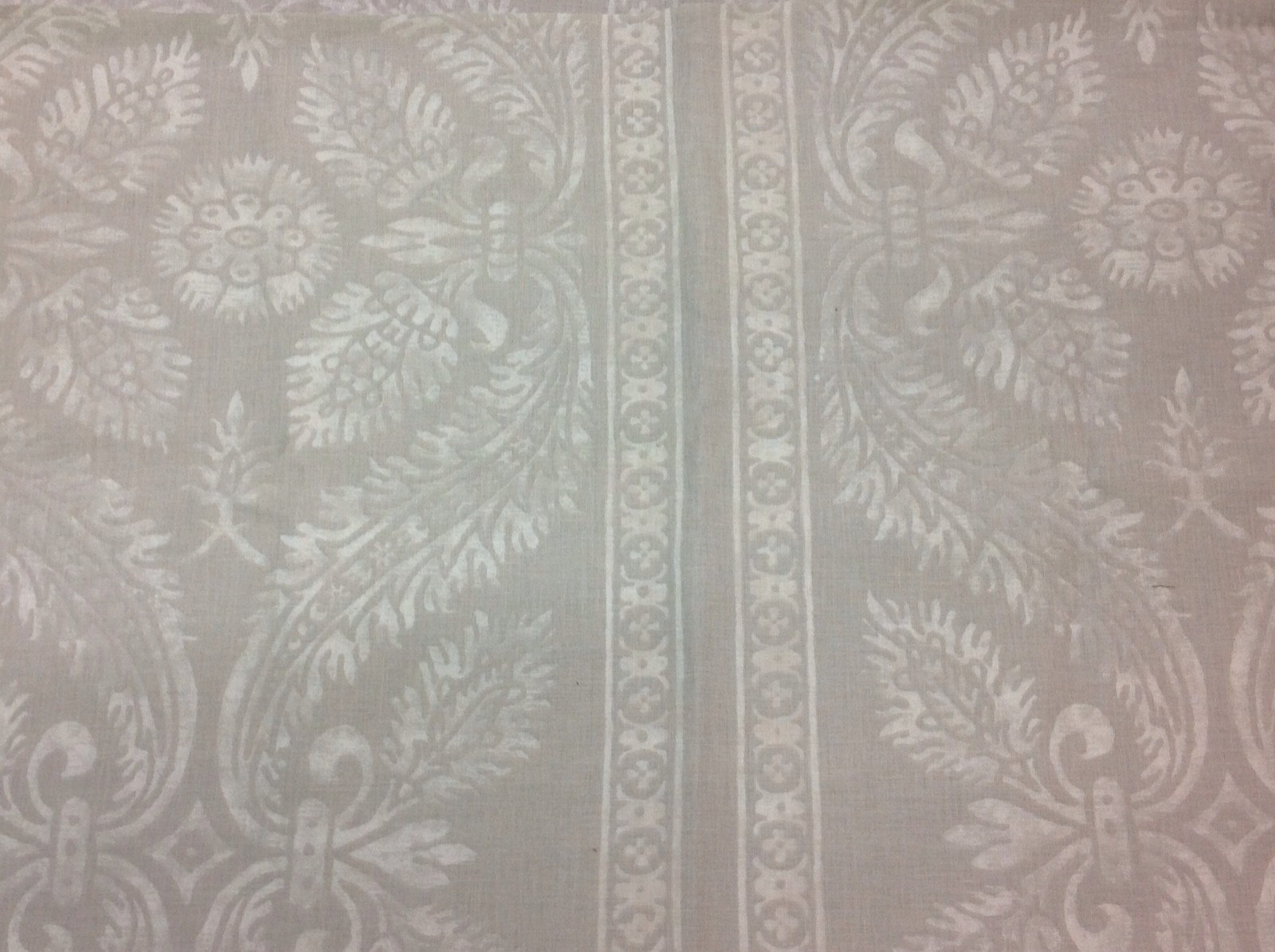 Vervain Fabric- 100% Linen Damask Scroll- Chapelle/Linen- REMNANT (46 Vervain Fabric- 100% Linen Damask Scroll- Chapelle/Linen- REMNANT (46