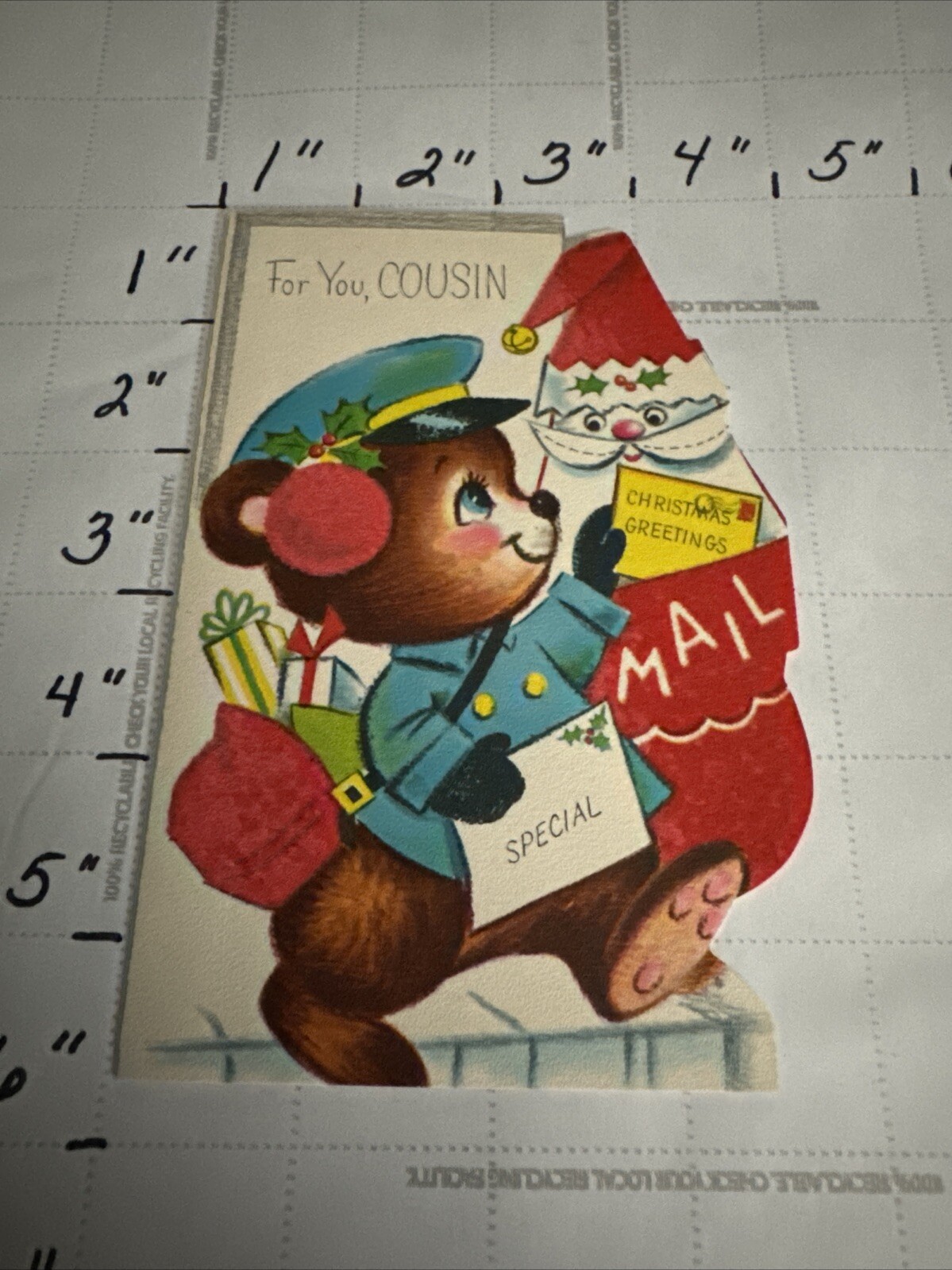 Vintage Cousin Christmas Card With Envelope