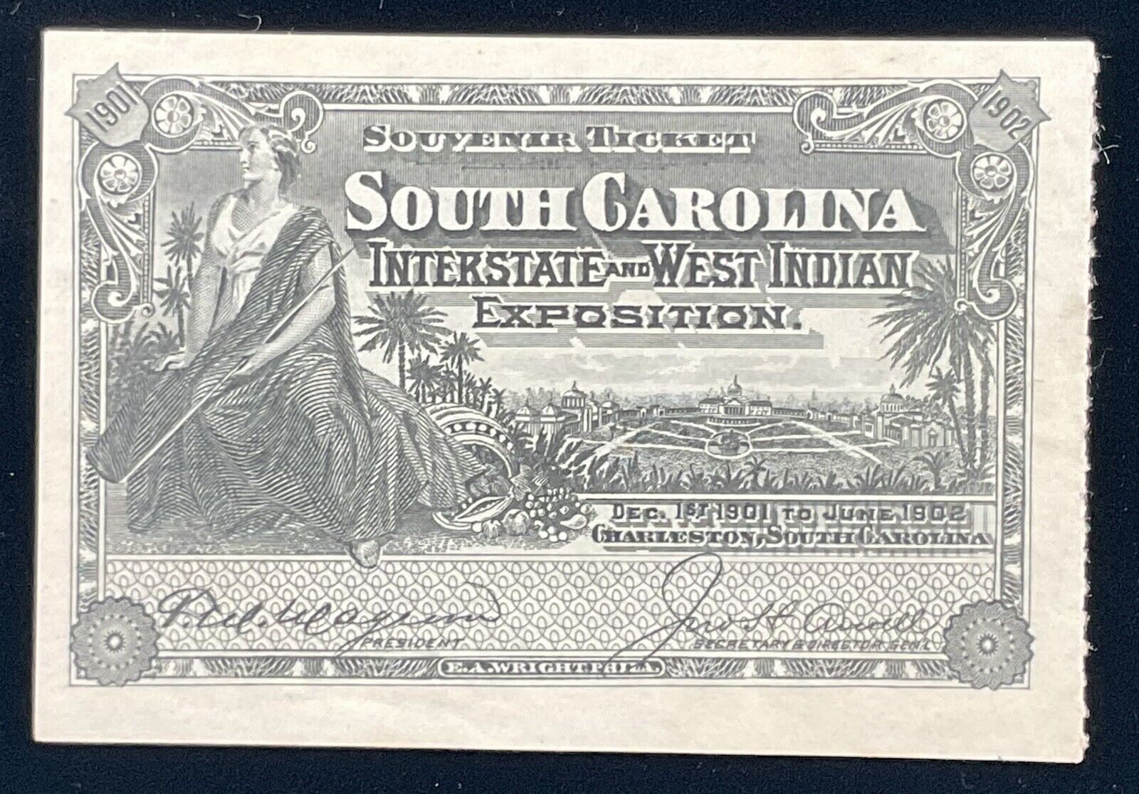 1901-1902 South Carolina Interstate and West Indian Exposition Souvenir Ticket