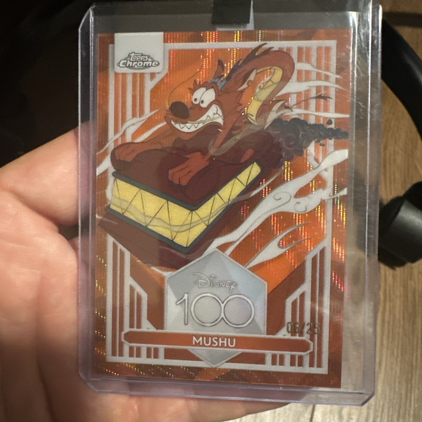 2023 Topps Chrome Disney 100 #41 Mushu Orange Wave Refractor /25 SSP 2023 Topps Chrome Disney 100 #41 Mushu Orange Wave Refractor /25 SSP