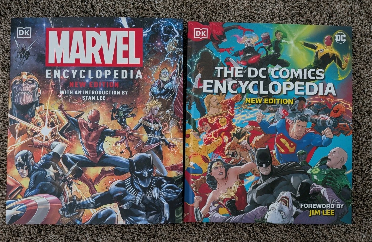 Lot - Two DC Comics Encyclopedia and Marvel Encyclopedia Superman Batman Joker