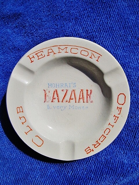 FEAMCOM OFFICER'S CLUB, FUCHU, JAPAN Vintage Souvenir Ashtray USAF c.1947-1950's