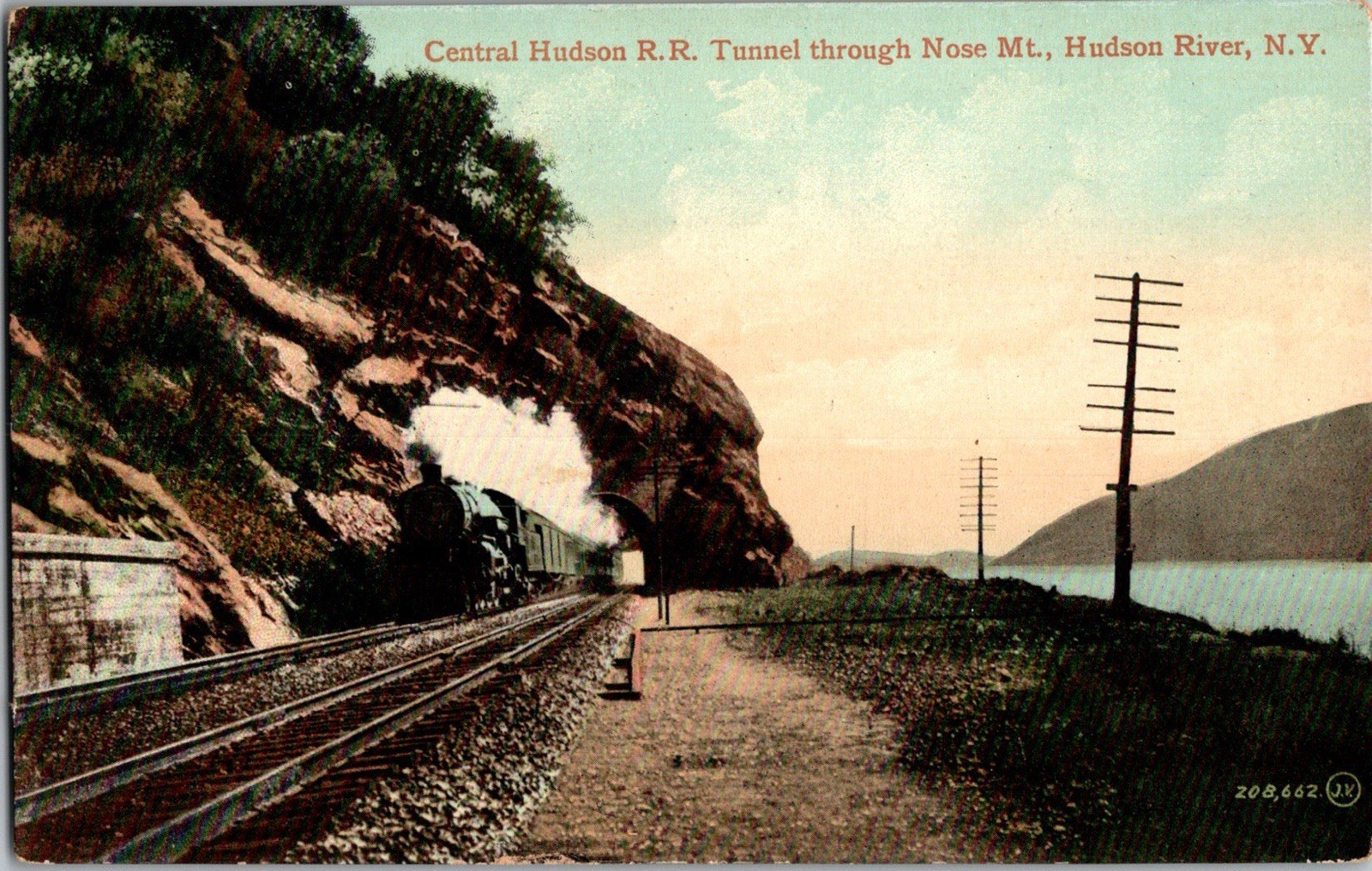 Central Hudson River Ralroad Train Tunnel NY 1910 Postcard New York KL14