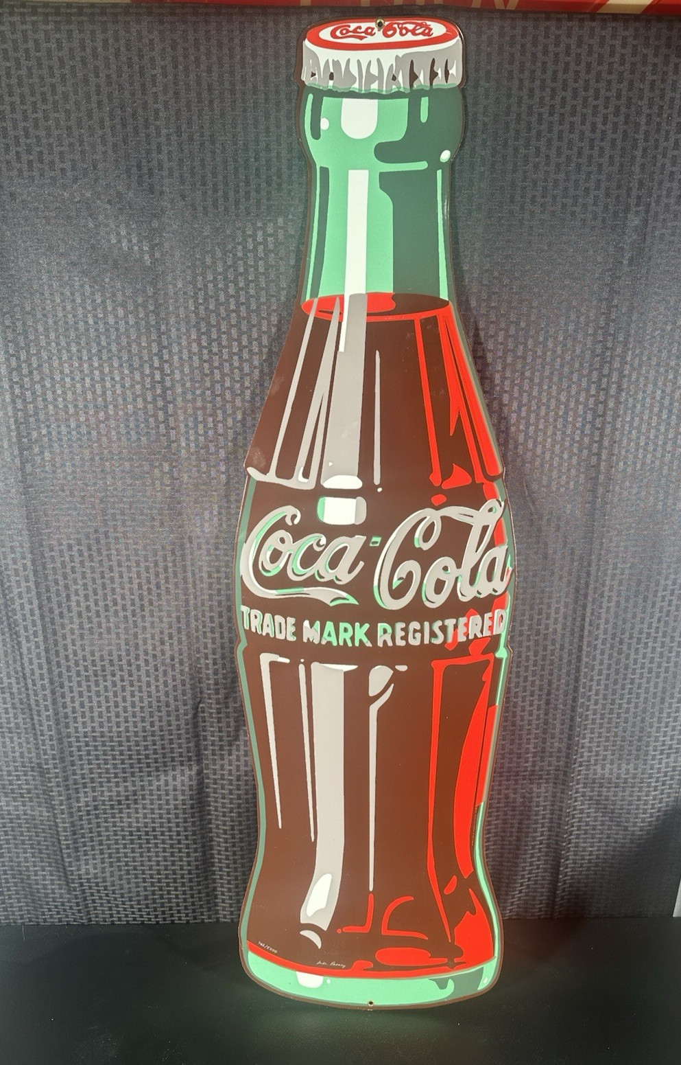 RARE 90's Signed Ande Rooney Metal Coke Bottle Numbered 762/5000 44”  Tall  HTF