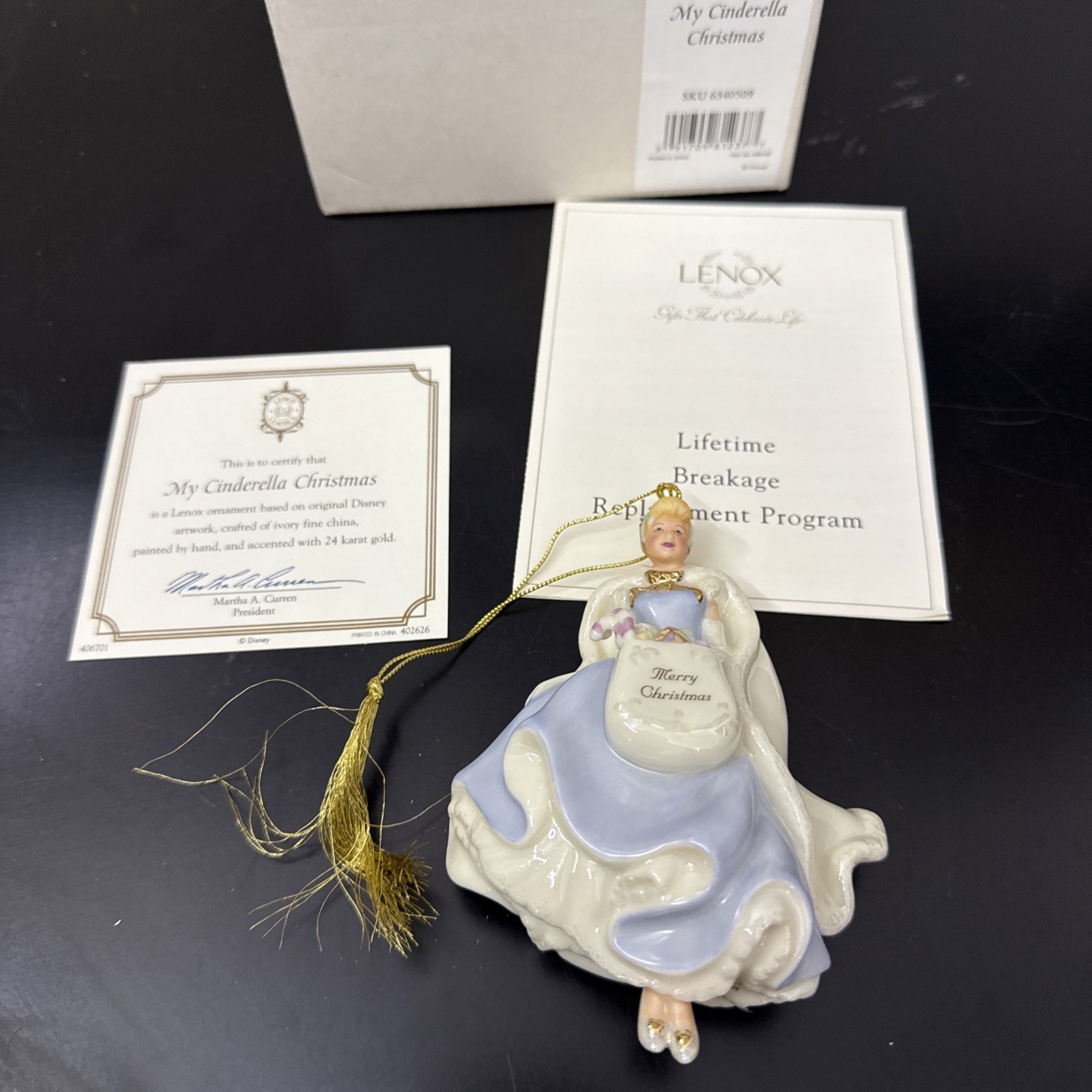 Lenox Disney My Cinderella Christmas Ornament With COA