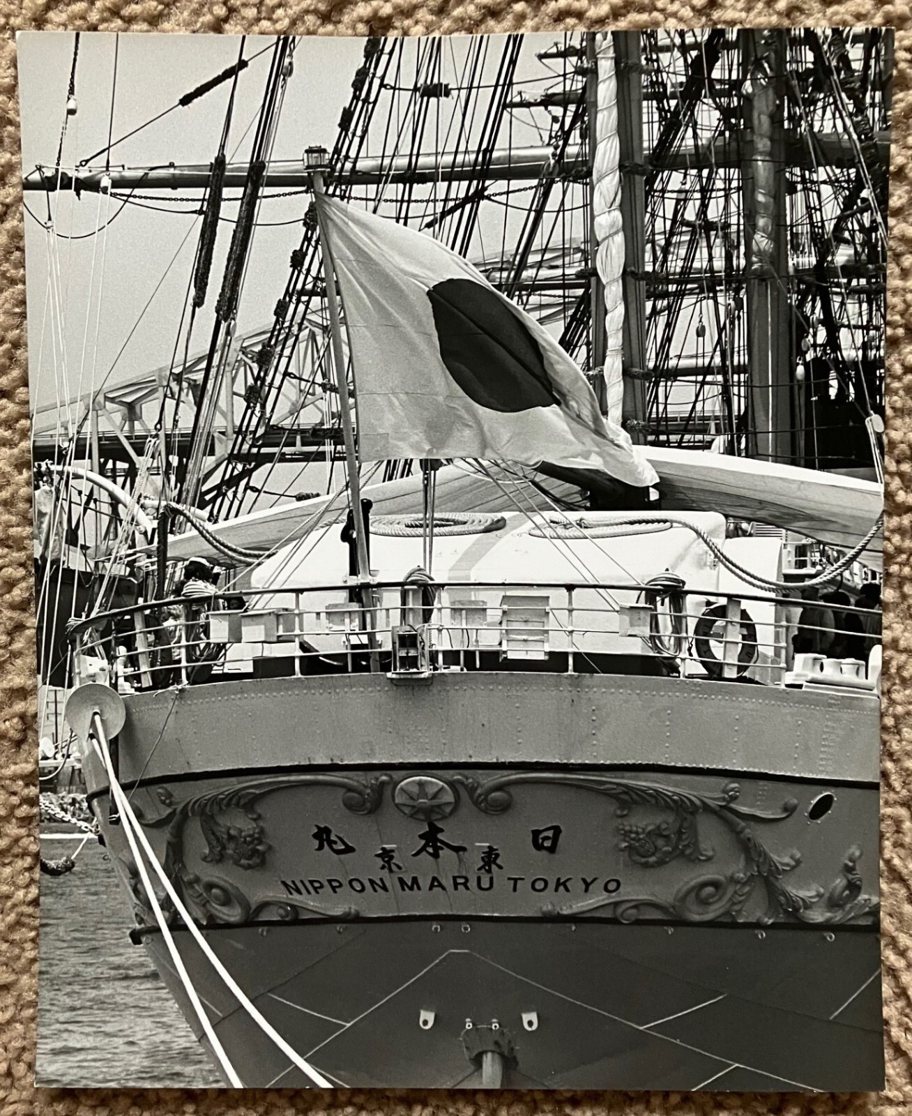 Vtg 1970's Original B&W Photo Nippon Maru Tokyo Sailing Ship Los Angeles CA 8x10