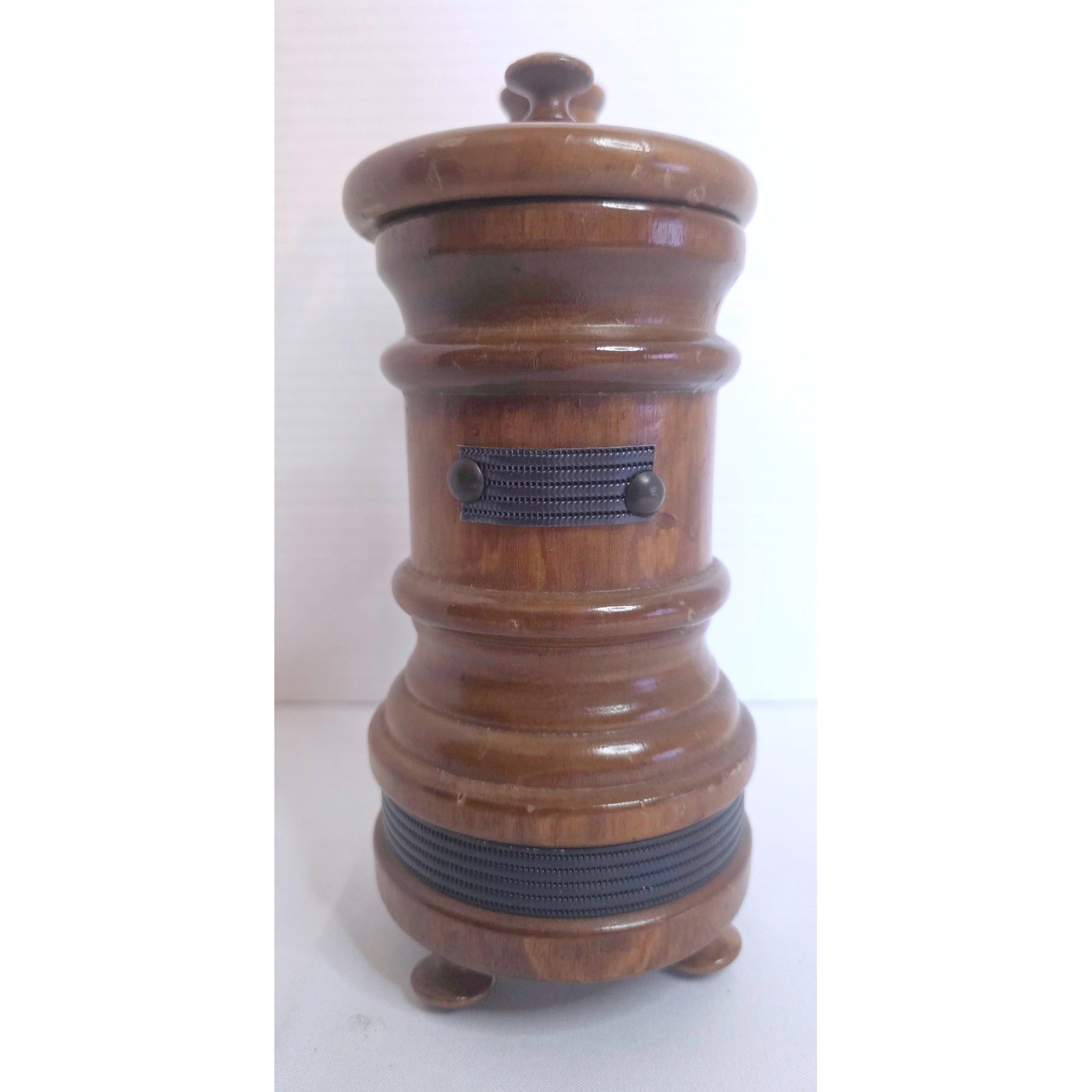 VTG 70s Wooden Potbelly Stove Cigarette/Match Dispenser Humidor Decor CALLOUT