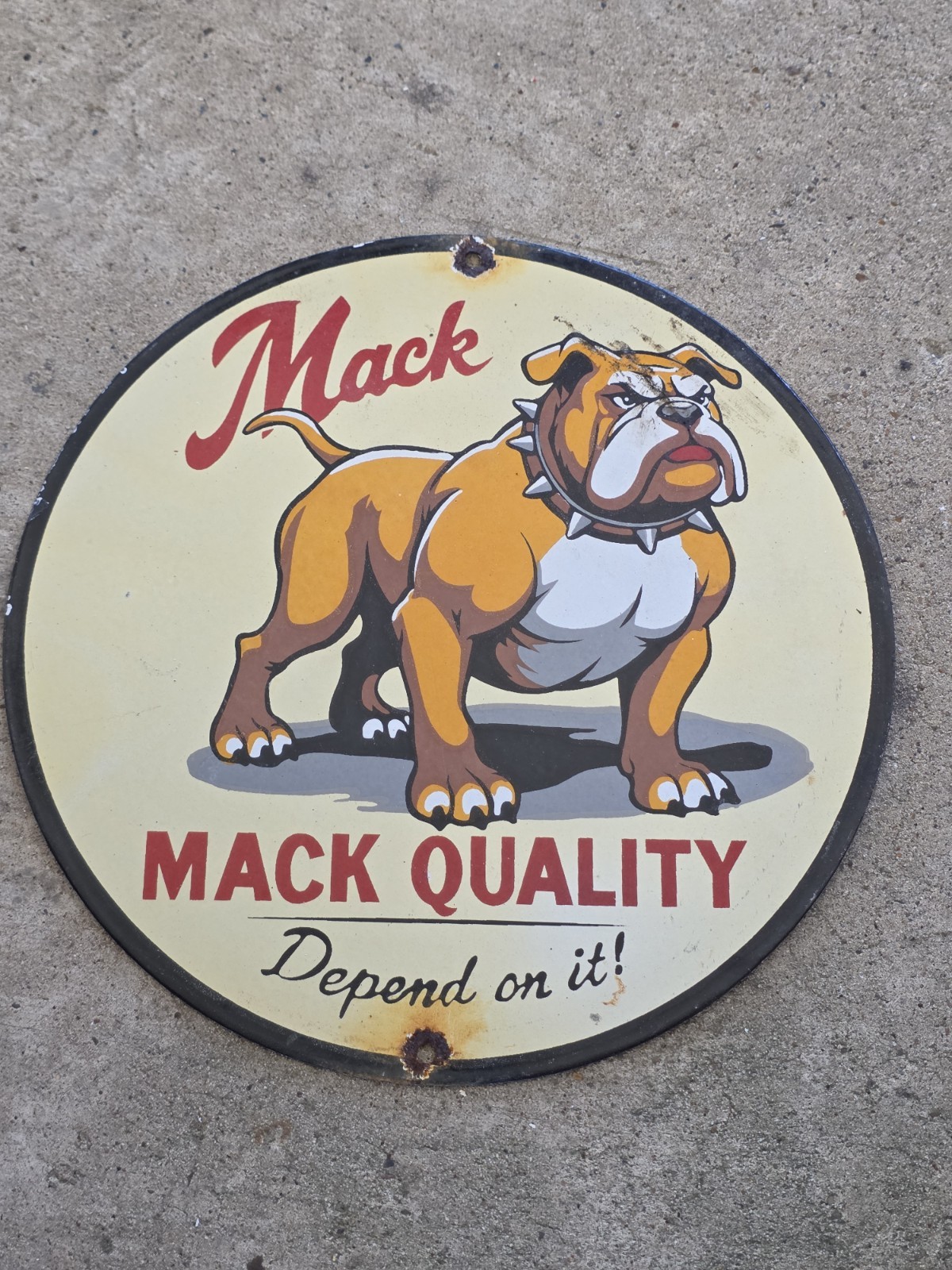 VINTAGE 1950\'S MACK DIESEL TRUCKS PORCELAIN SIGN 12\