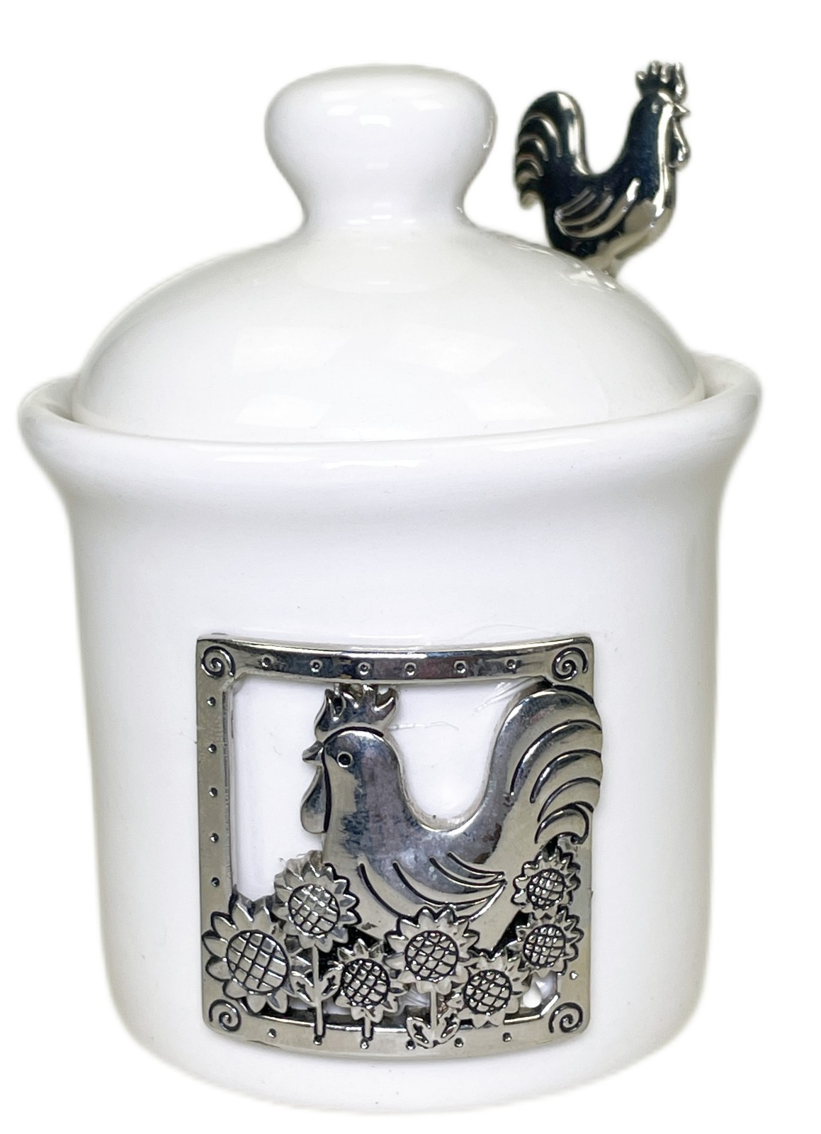 3.5” Ganz Chicken Hen Rooster Ceramic Sugar Bowl Condiment Jar Farmhouse
