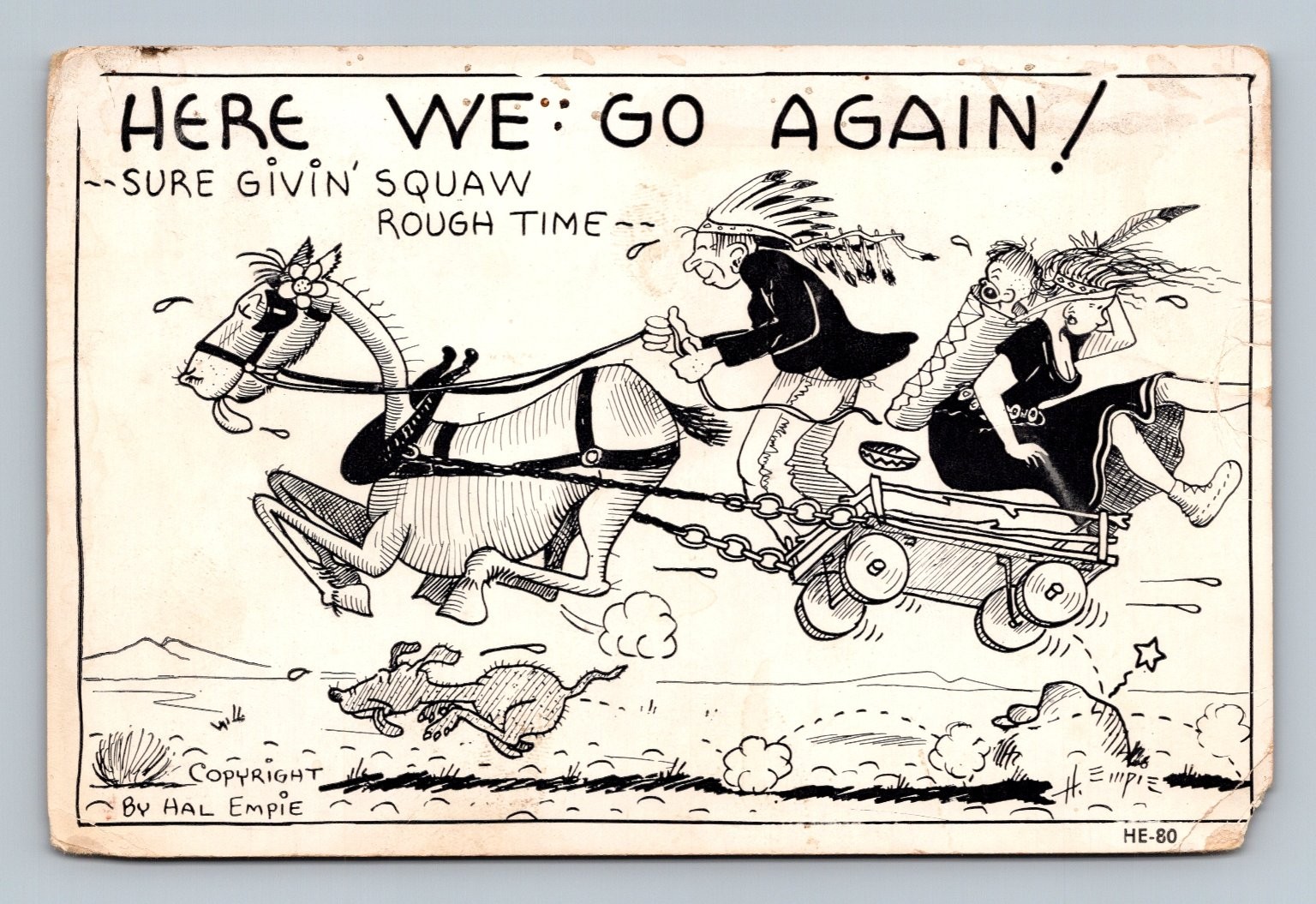 Vintage Hal Empie Kartoon-Kard Postcard Arizona Native American Humor HE-80